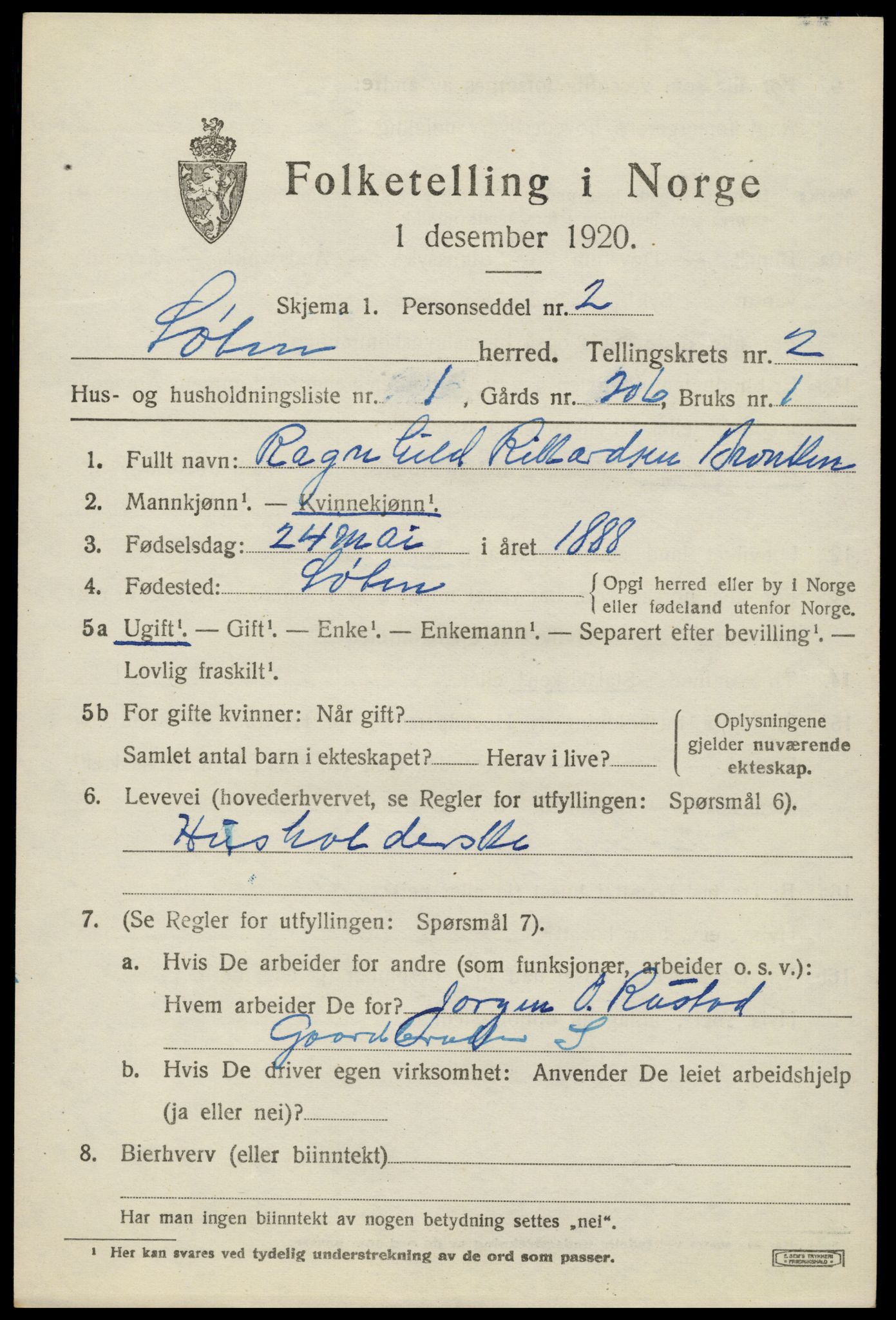 SAH, 1920 census for Løten, 1920, p. 4957