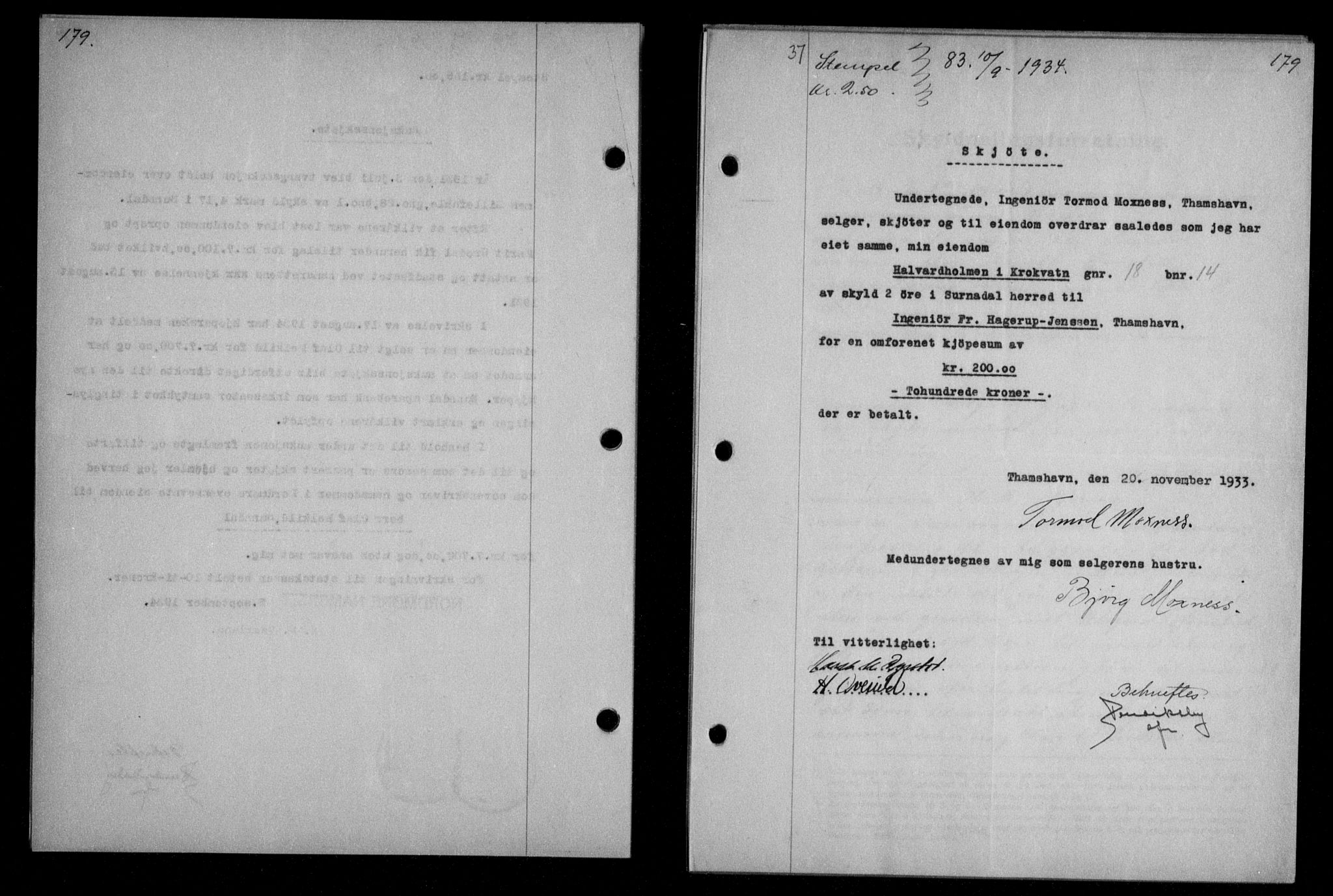 Nordmøre sorenskriveri, AV/SAT-A-4132/1/2/2Ca/L0082: Mortgage book no. 72, 1934-1934, Deed date: 10.09.1934