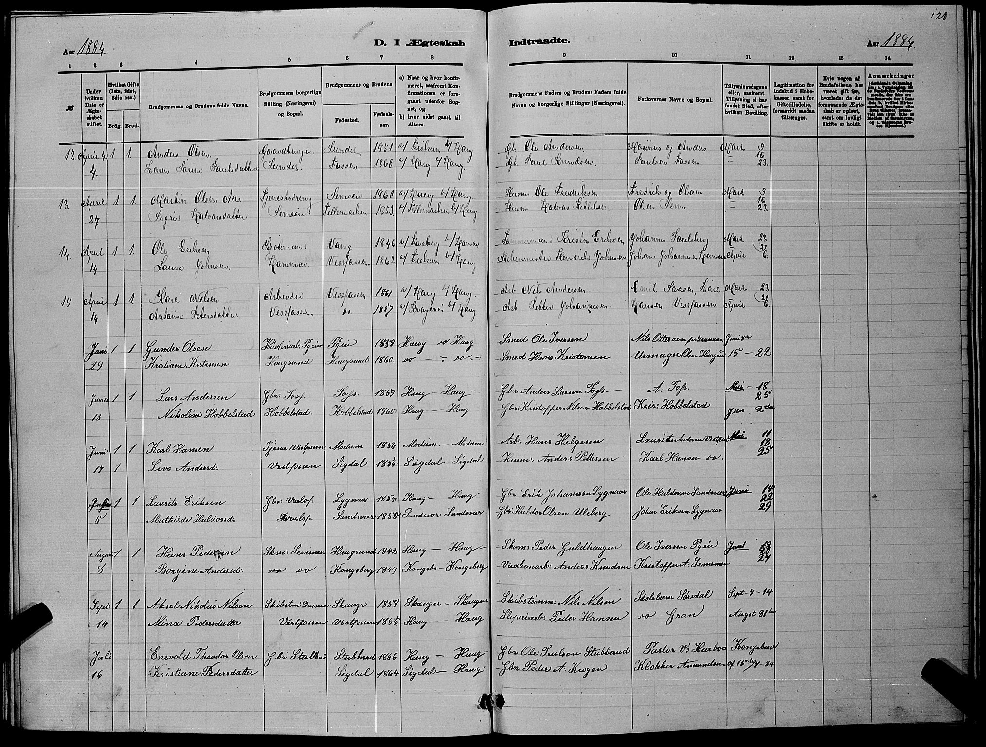 Eiker kirkebøker, AV/SAKO-A-4/G/Ga/L0005: Parish register (copy) no. I 5, 1878-1887, p. 123