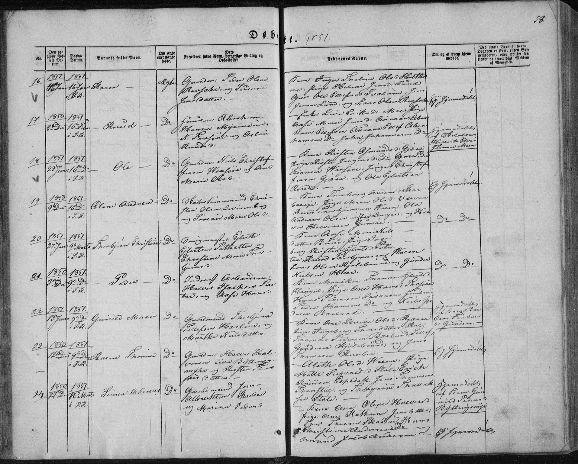 Sannidal kirkebøker, AV/SAKO-A-296/F/Fa/L0008: Parish register (official) no. 8, 1847-1862, p. 58