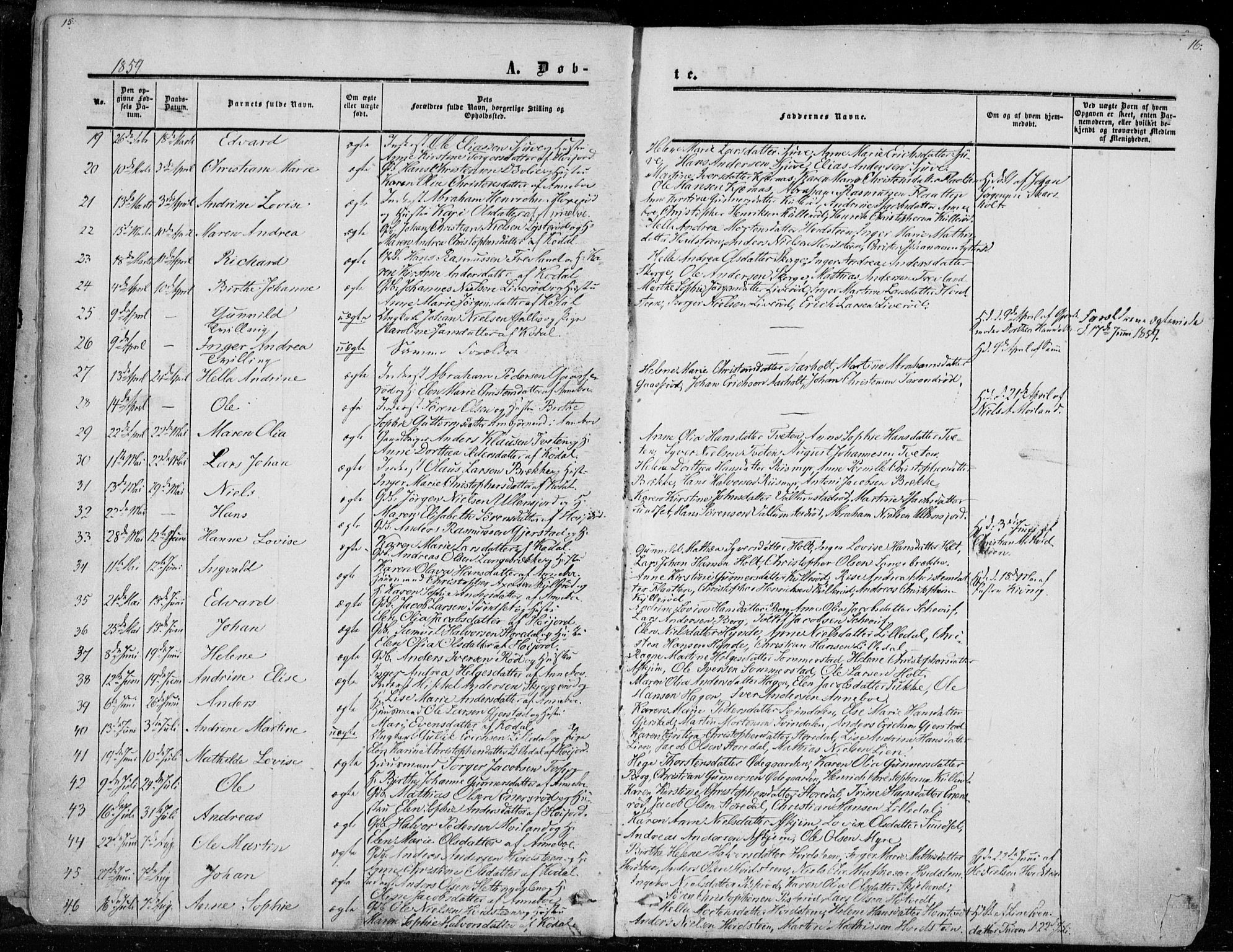 Andebu kirkebøker, AV/SAKO-A-336/F/Fa/L0005: Parish register (official) no. 5, 1857-1870, p. 15-16