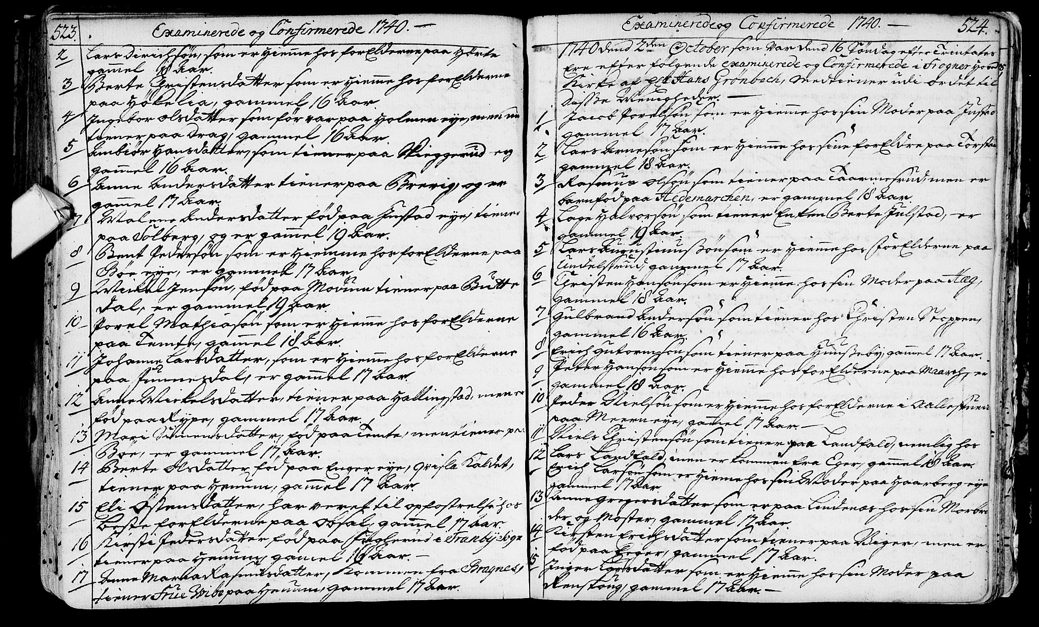 Lier kirkebøker, AV/SAKO-A-230/F/Fa/L0003: Parish register (official) no. I 3, 1727-1748, p. 523-524