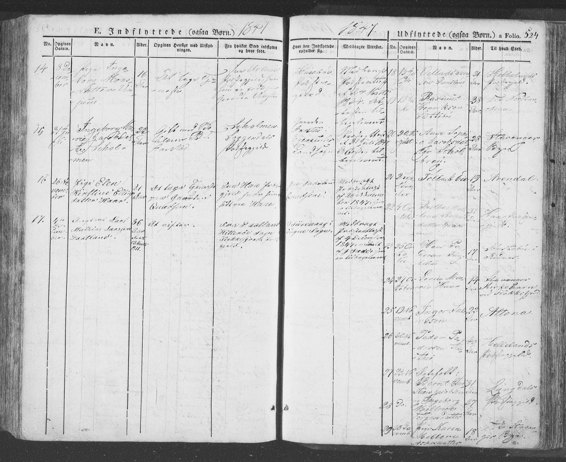 Eigersund sokneprestkontor, AV/SAST-A-101807/S08/L0009: Parish register (official) no. A 9, 1827-1850, p. 524