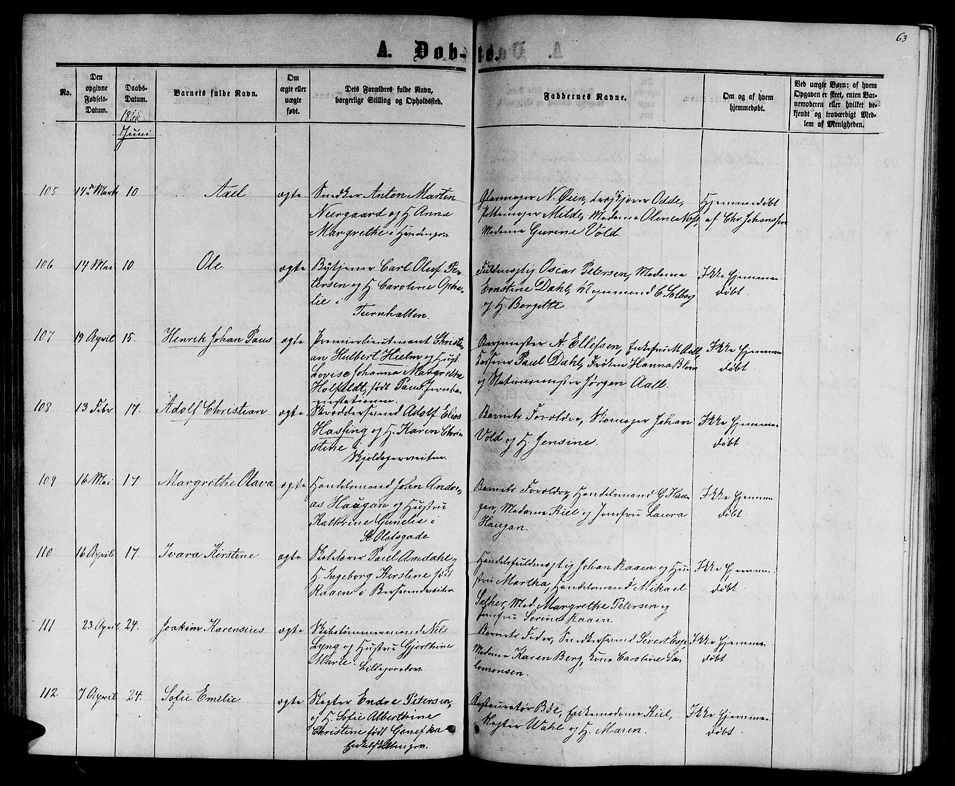 Ministerialprotokoller, klokkerbøker og fødselsregistre - Sør-Trøndelag, AV/SAT-A-1456/601/L0087: Parish register (copy) no. 601C05, 1864-1881, p. 63