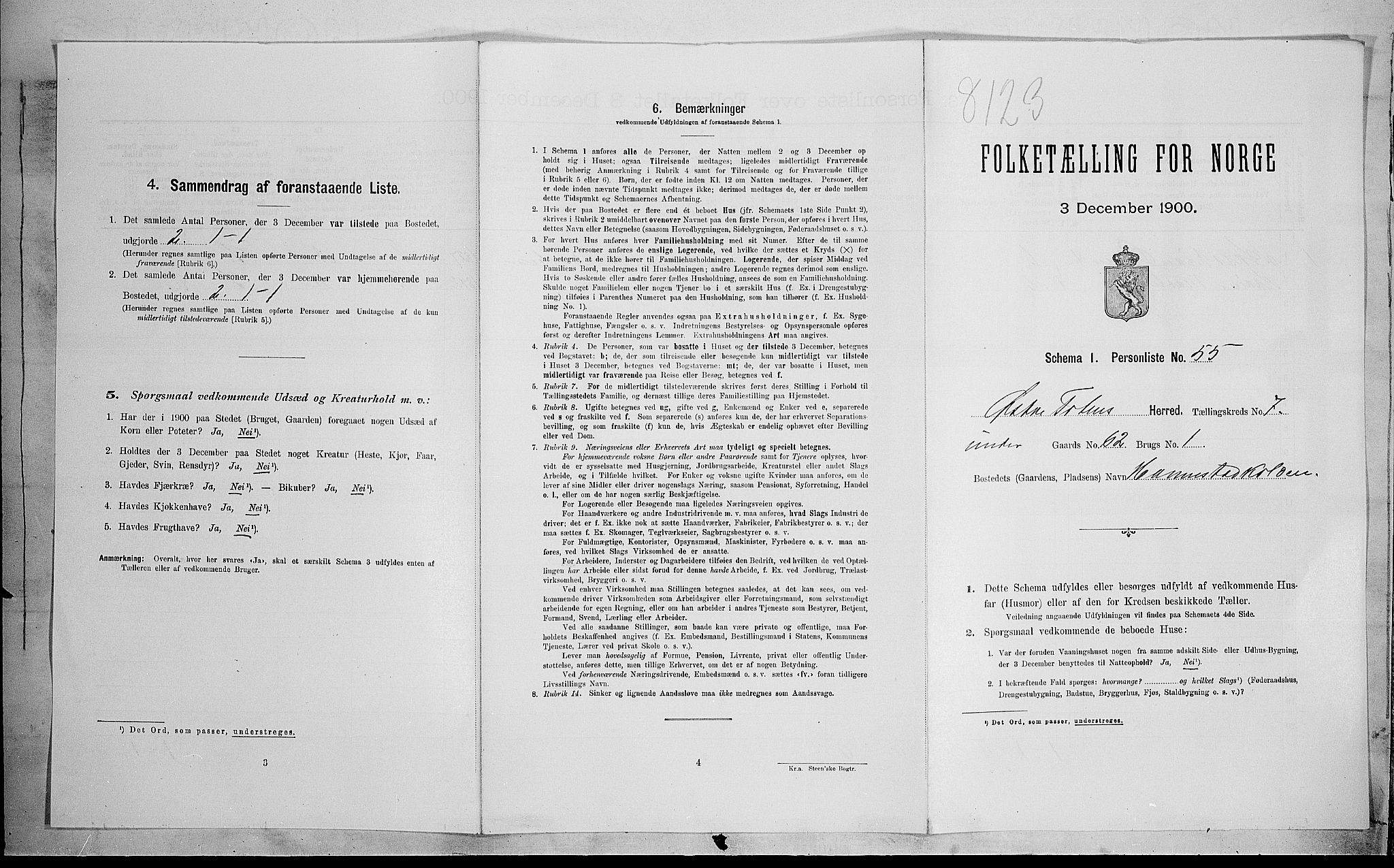 SAH, 1900 census for Østre Toten, 1900, p. 1892