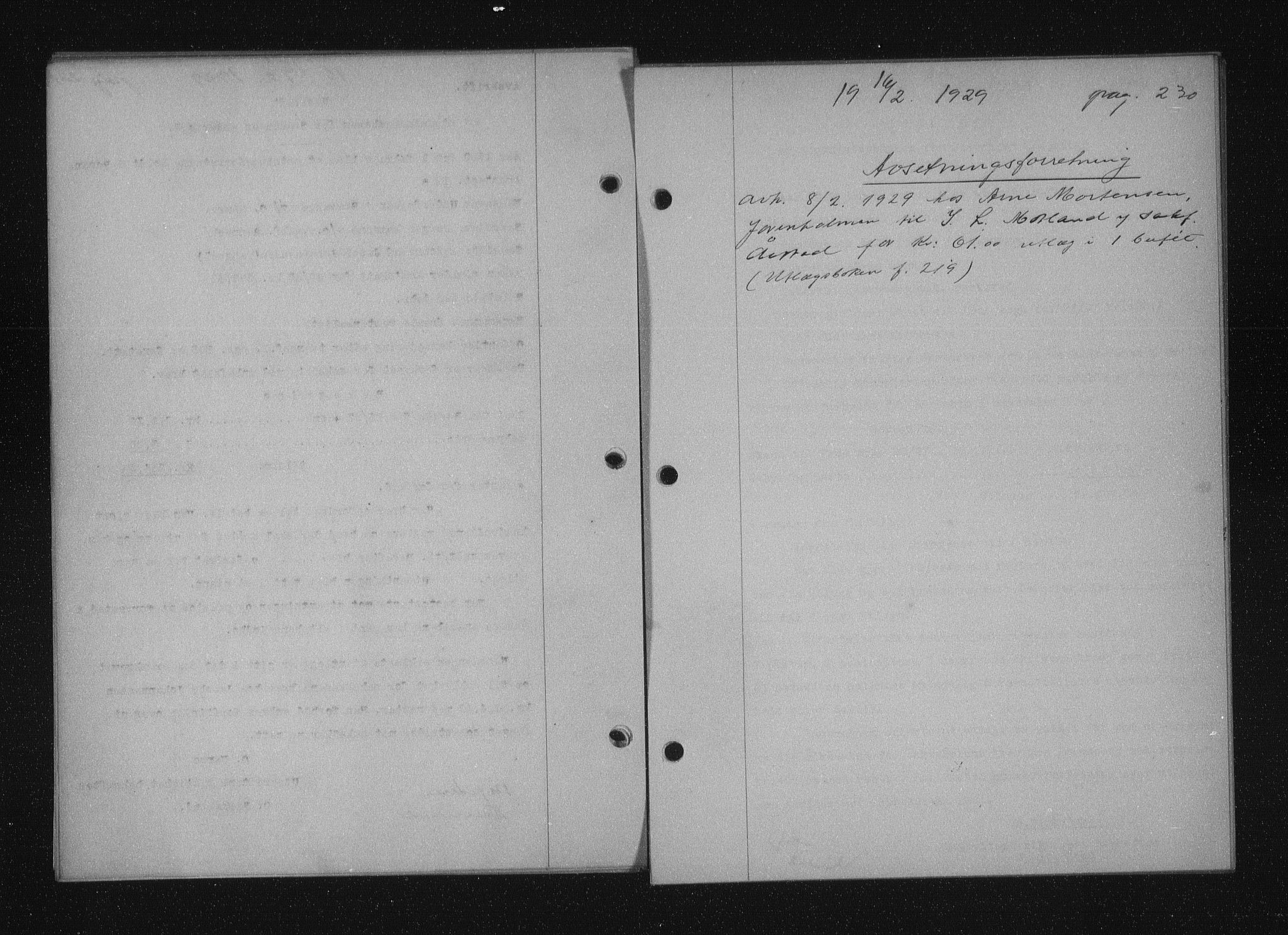 Stavanger byfogd, SAST/A-101408/001/4/41/410/410BB/L0055: Mortgage book no. 43, 1928-1929, Deed date: 16.02.1929