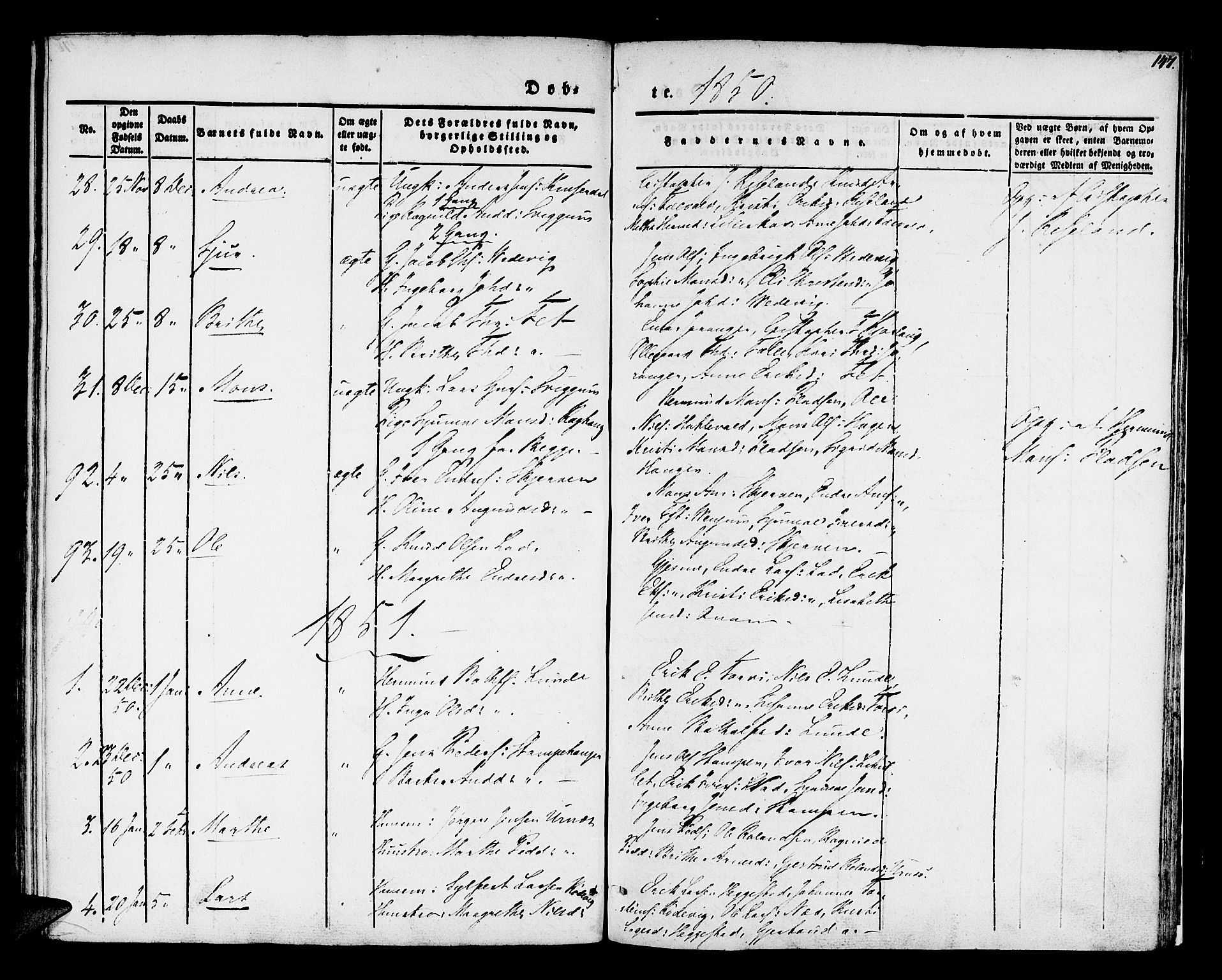 Hafslo sokneprestembete, SAB/A-80301/H/Haa/Haaa/L0005: Parish register (official) no. A 5, 1834-1852, p. 147