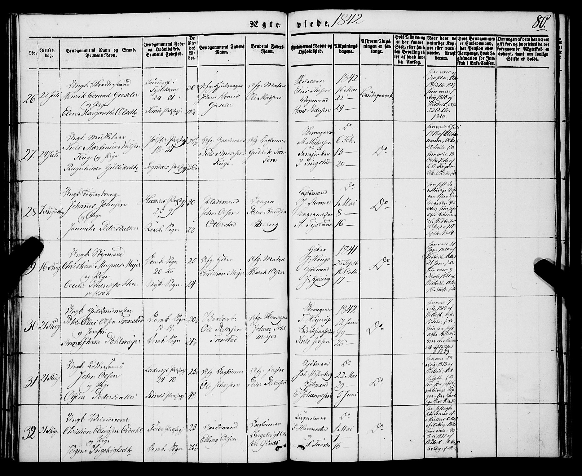 Korskirken sokneprestembete, AV/SAB-A-76101/H/Haa/L0034: Parish register (official) no. D 1, 1832-1852, p. 80