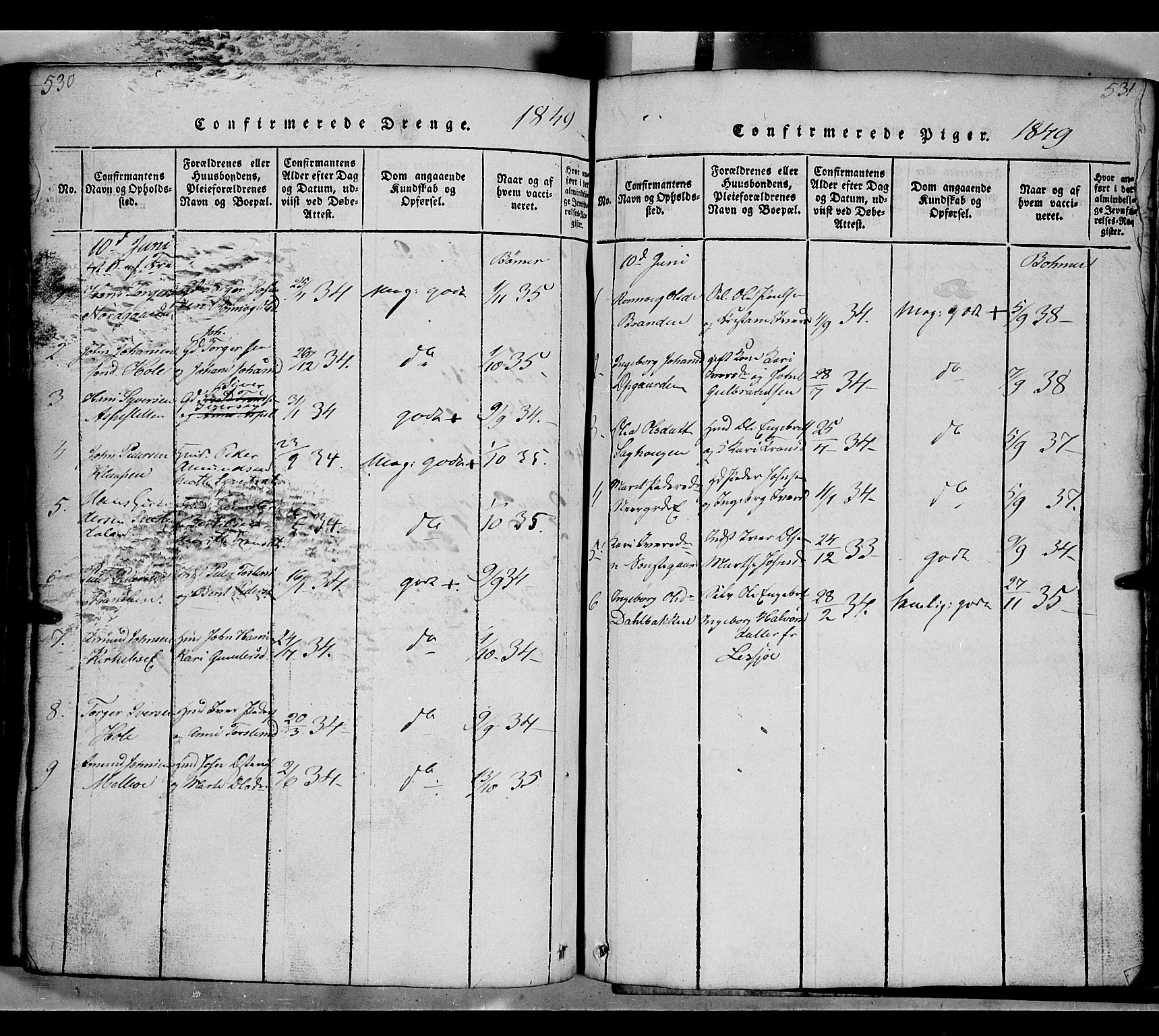 Gausdal prestekontor, AV/SAH-PREST-090/H/Ha/Hab/L0002: Parish register (copy) no. 2, 1818-1874, p. 530-531
