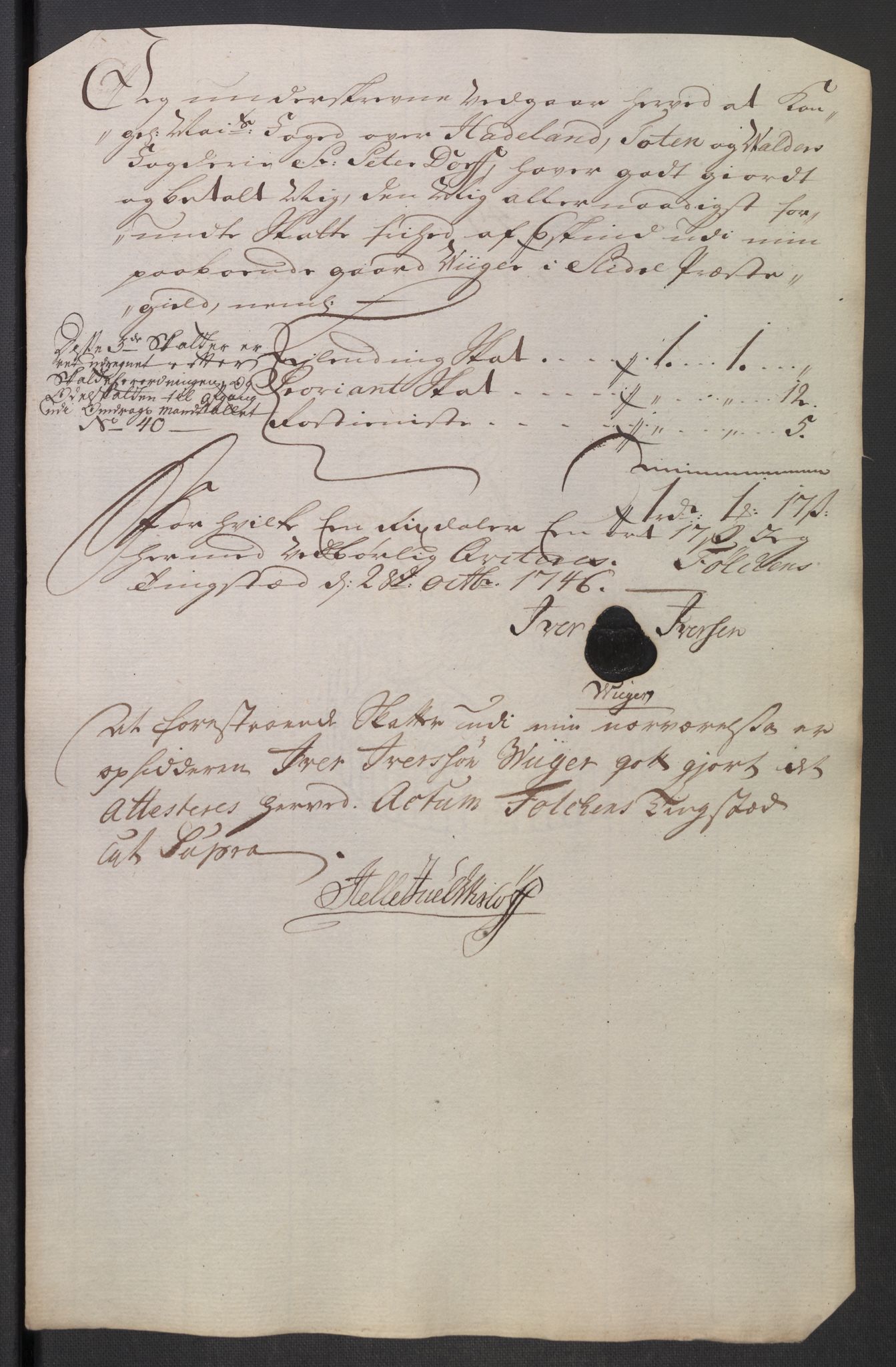 Rentekammeret inntil 1814, Reviderte regnskaper, Fogderegnskap, RA/EA-4092/R18/L1345: Fogderegnskap Hadeland, Toten og Valdres, 1745-1746, p. 496