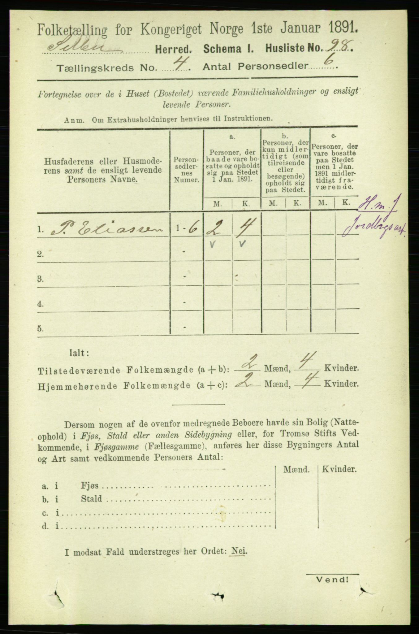 RA, 1891 census for 1664 Selbu, 1891, p. 1058