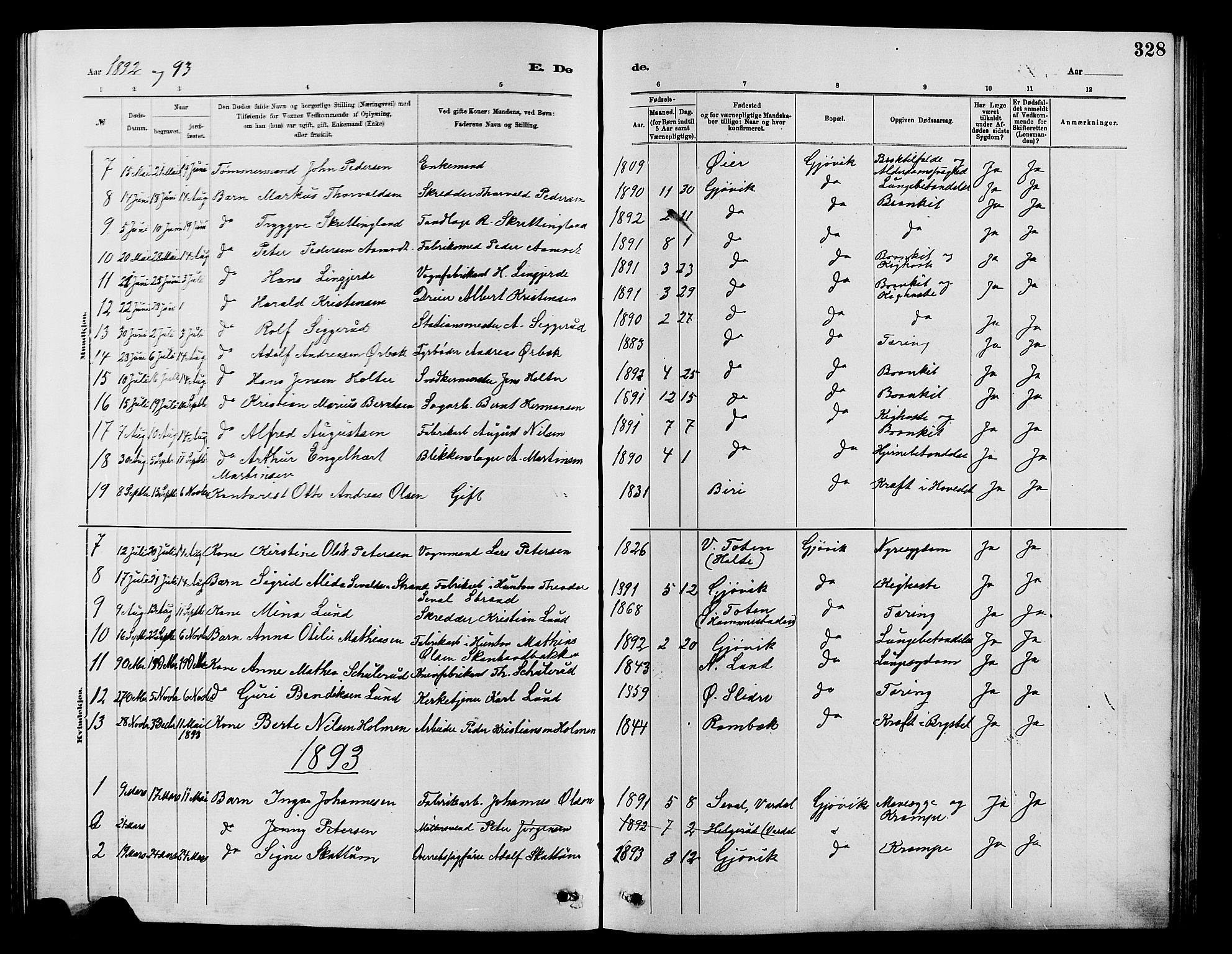 Vardal prestekontor, SAH/PREST-100/H/Ha/Hab/L0007: Parish register (copy) no. 7 /2, 1881-1895, p. 328