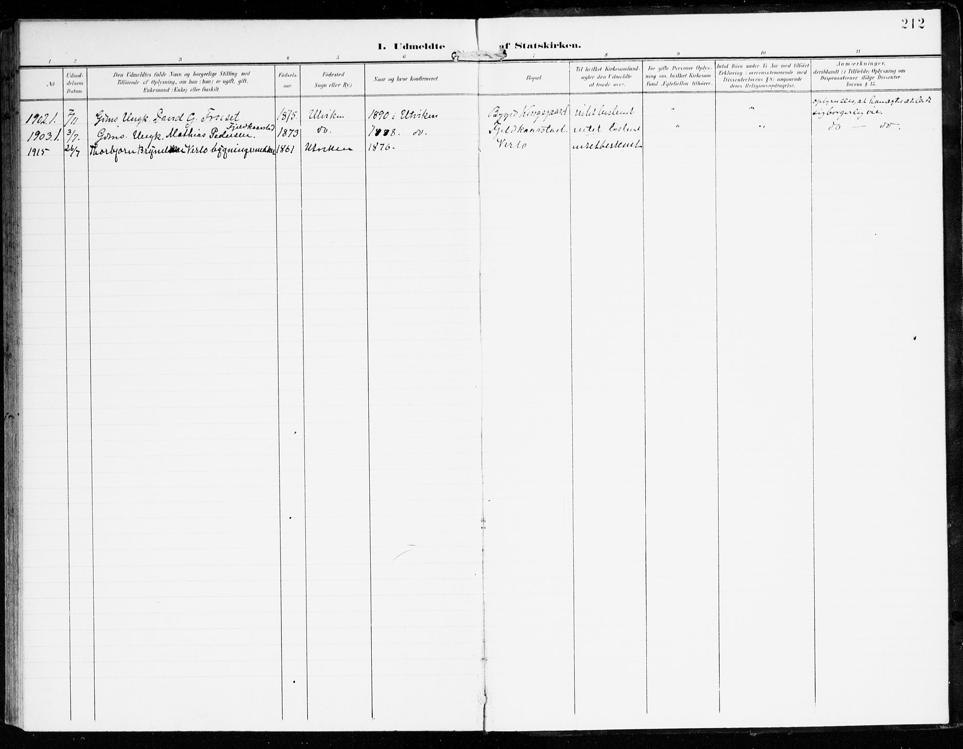 Innvik sokneprestembete, AV/SAB-A-80501: Parish register (official) no. D 2, 1900-1921, p. 212