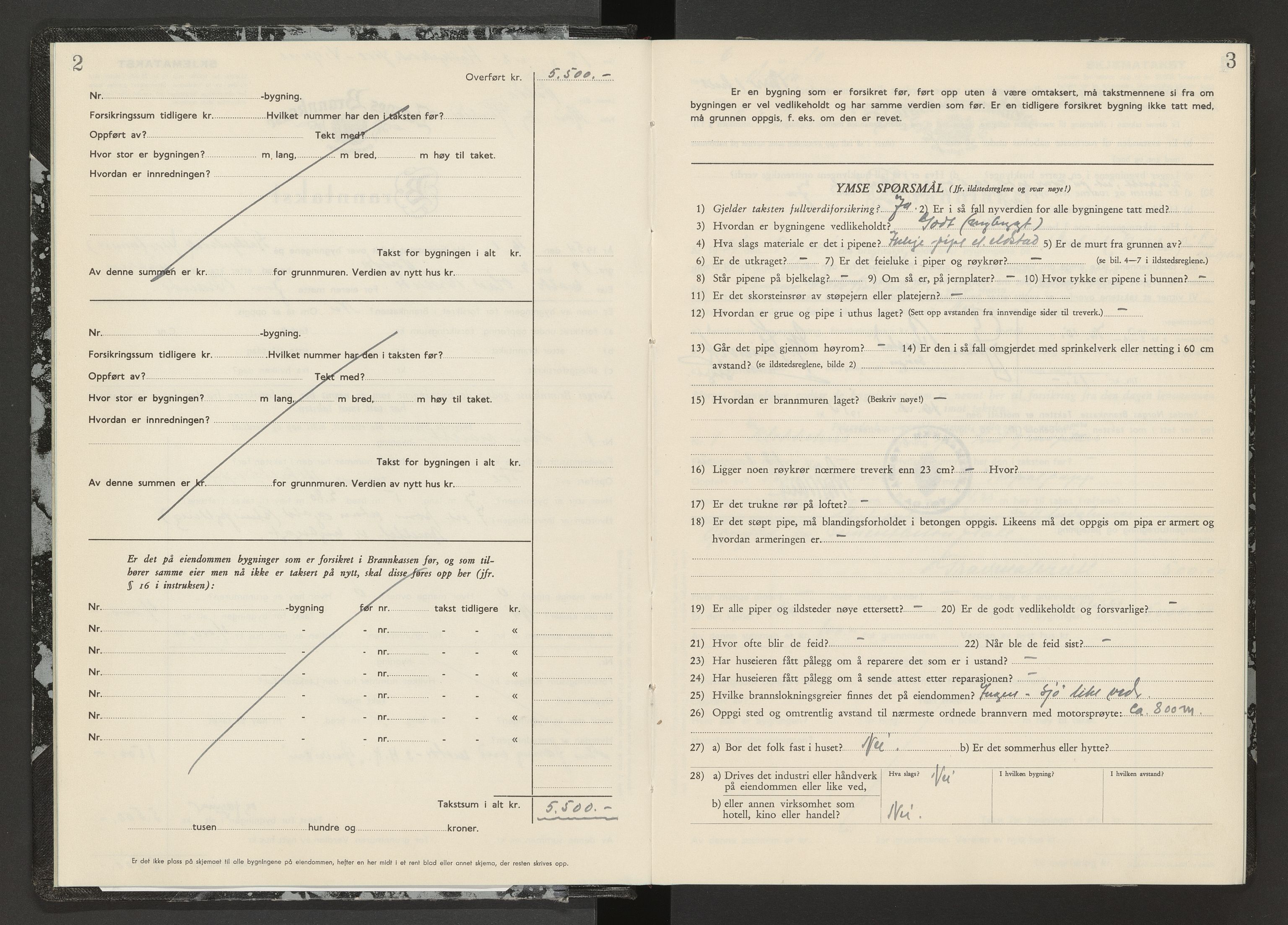 Norges Brannkasse Volda, AV/SAT-A-5488/F/Fb/L0002: Branntakstprotokoll, 1954-1955, p. 2-3