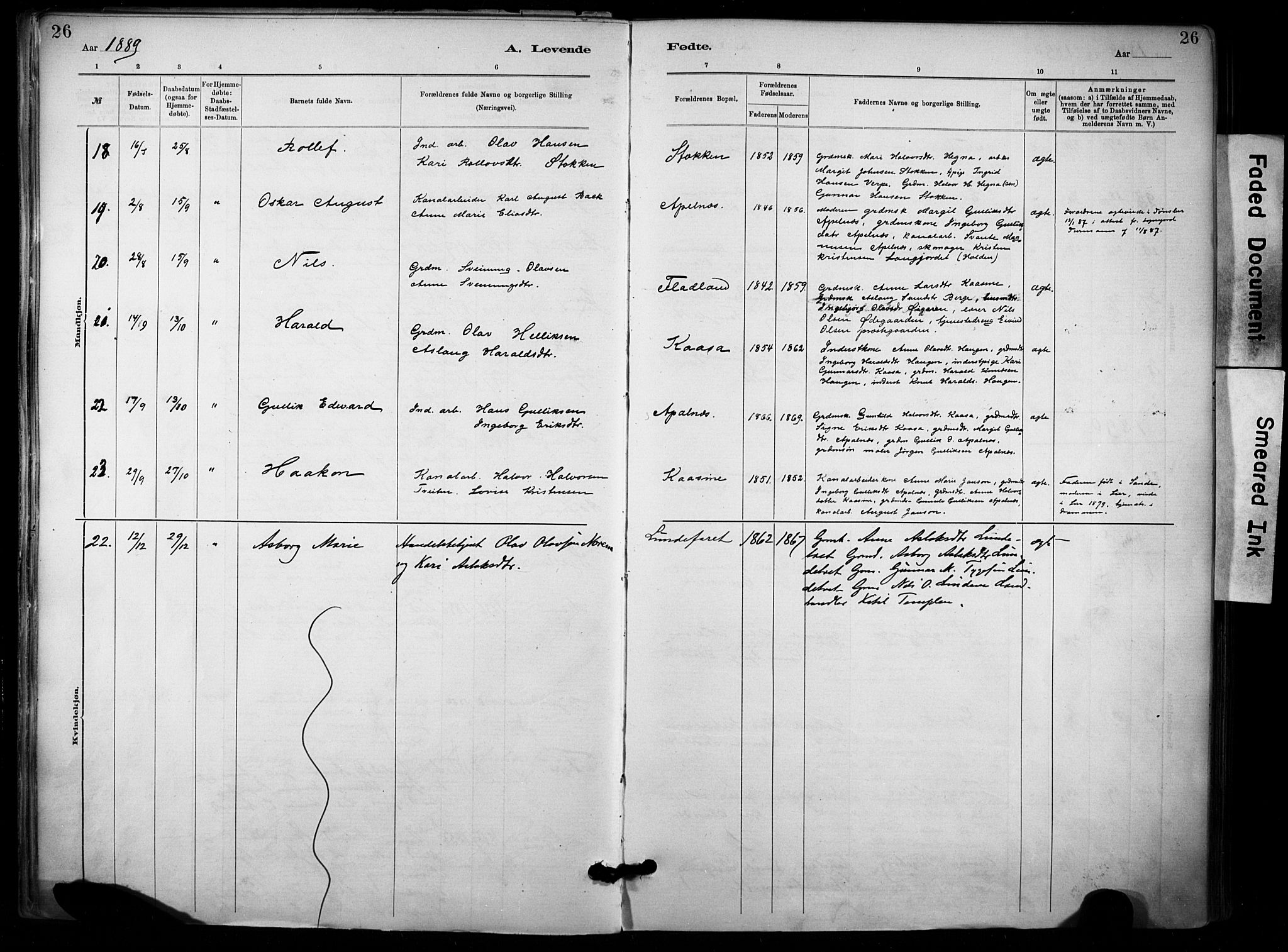 Lunde kirkebøker, SAKO/A-282/F/Fa/L0002: Parish register (official) no. I 2, 1884-1892, p. 26