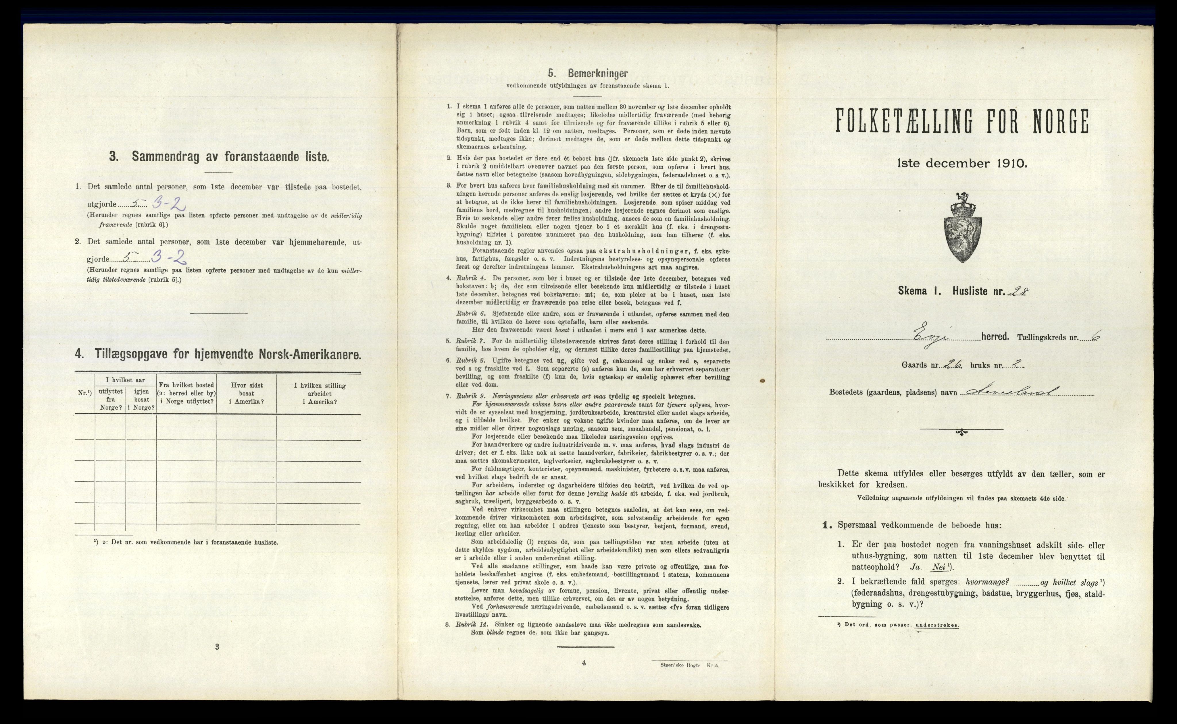 RA, 1910 census for Evje, 1910, p. 254