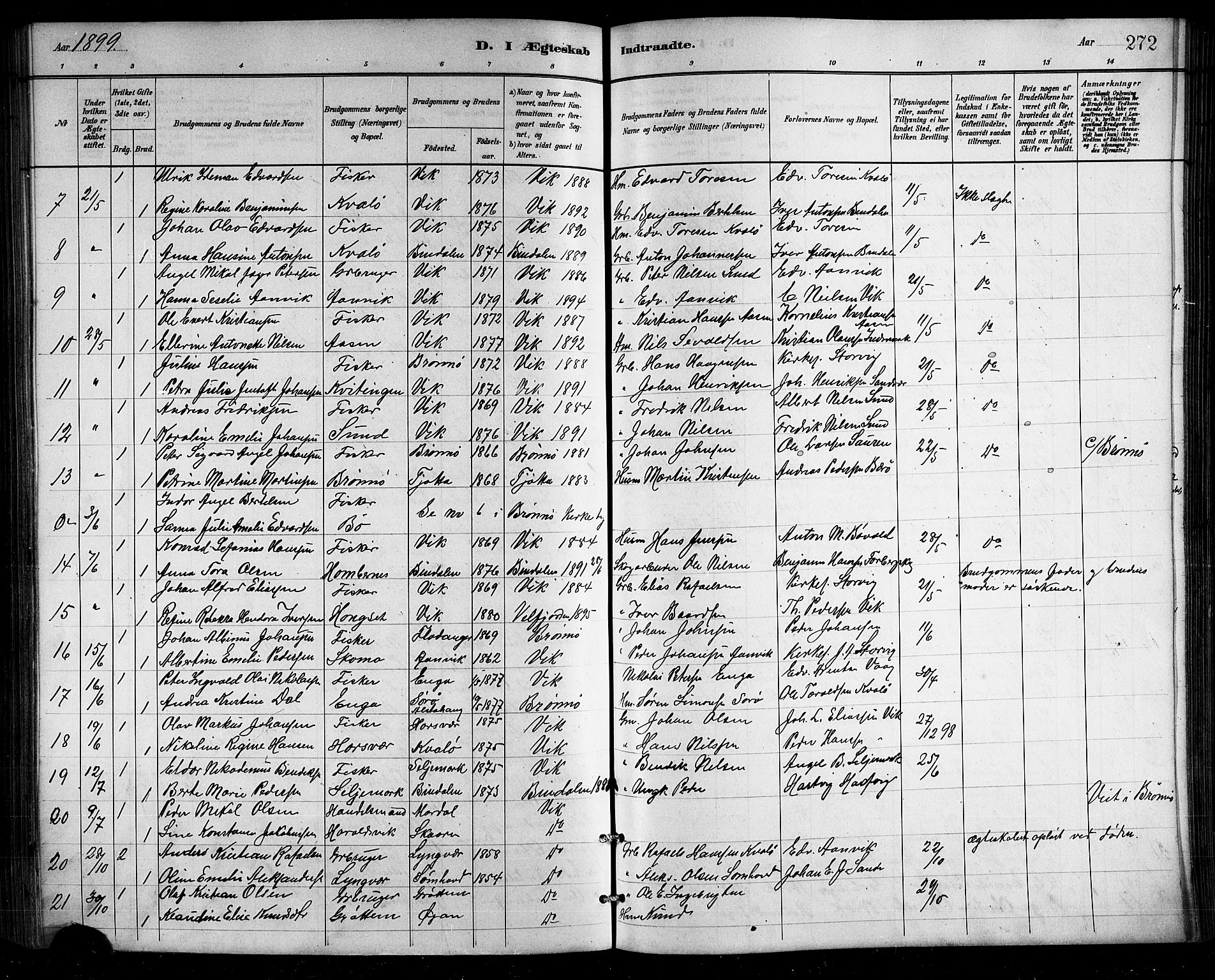 Ministerialprotokoller, klokkerbøker og fødselsregistre - Nordland, SAT/A-1459/812/L0188: Parish register (copy) no. 812C06, 1884-1912, p. 272
