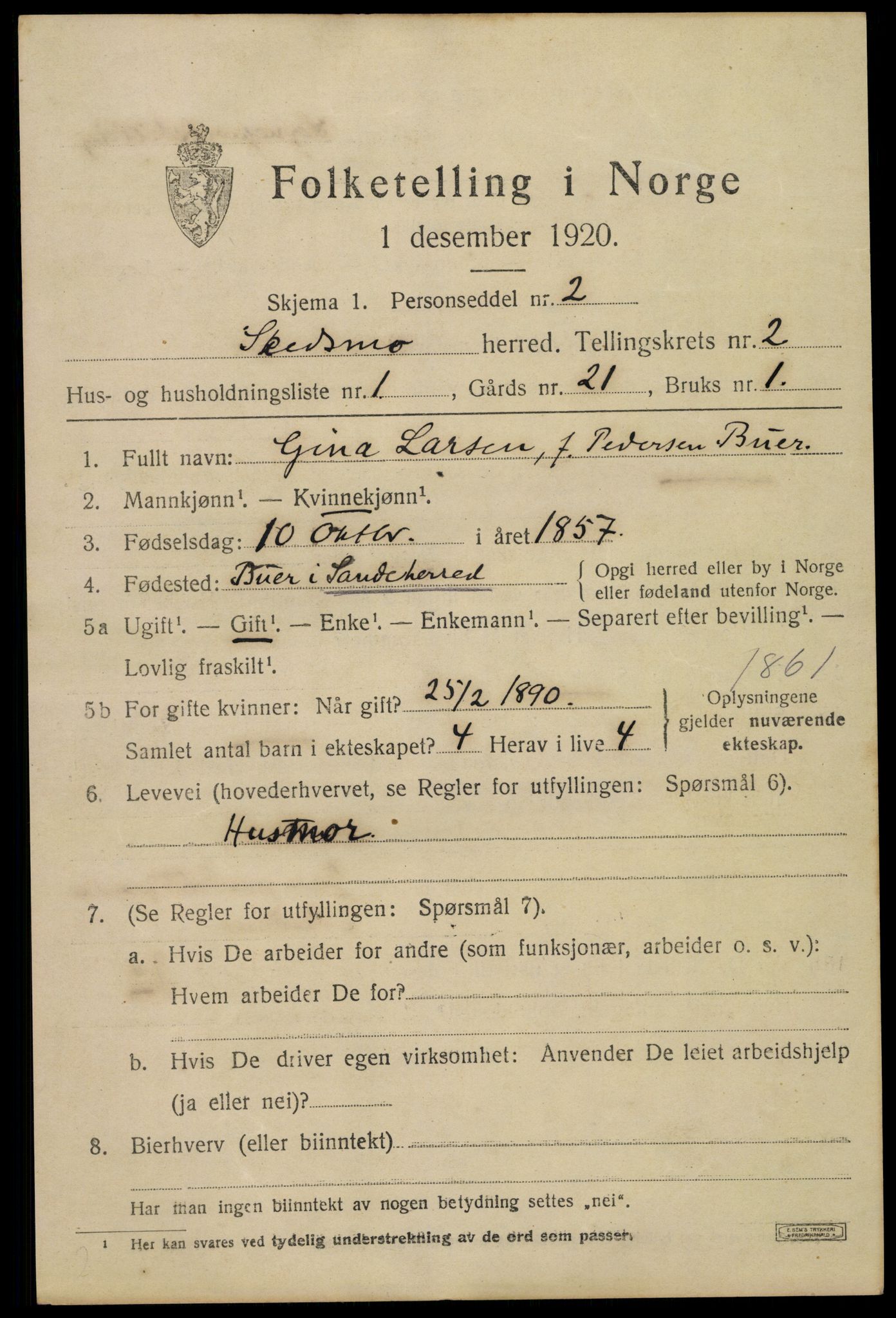 SAO, 1920 census for Skedsmo, 1920, p. 2477