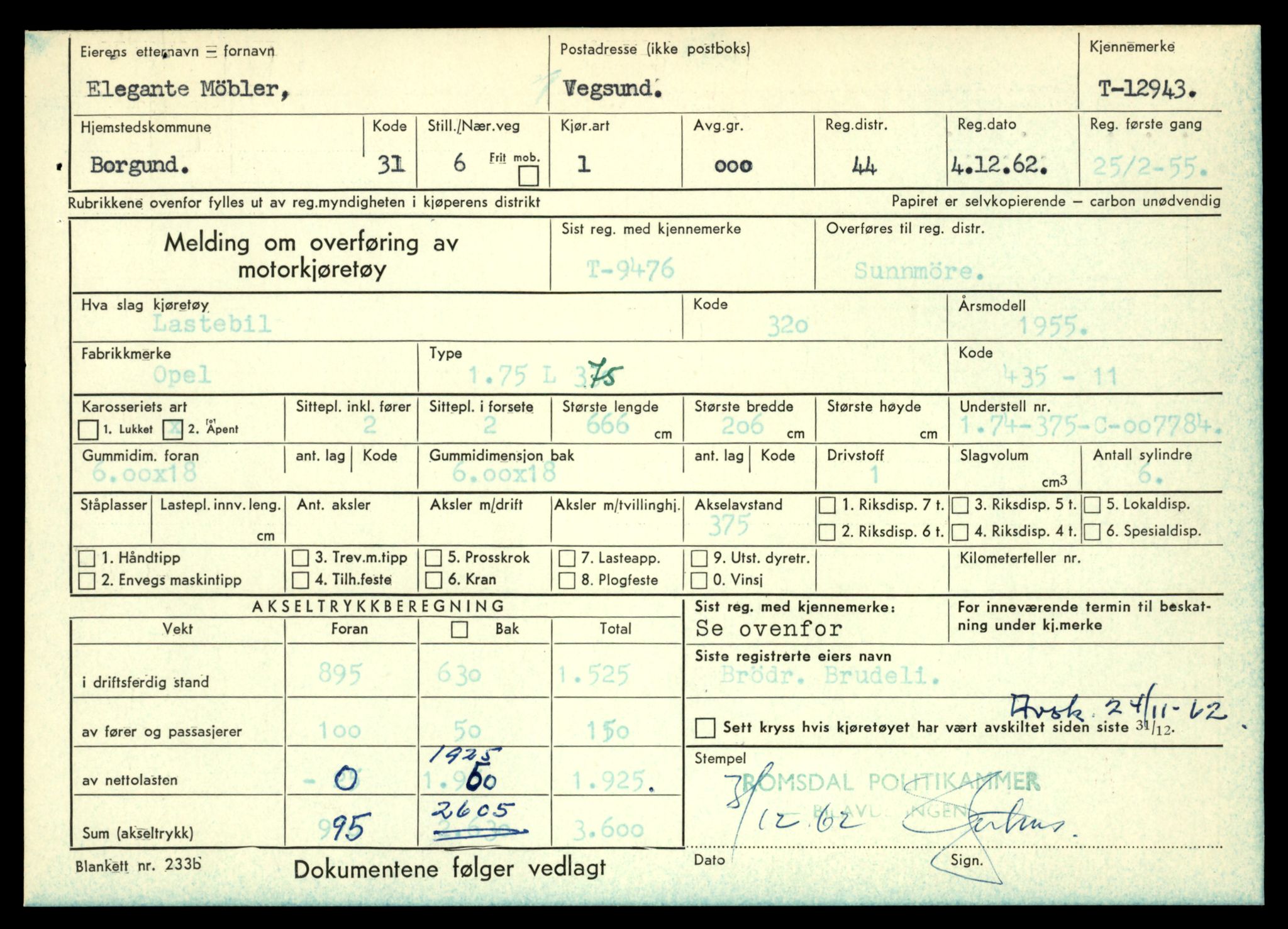 Møre og Romsdal vegkontor - Ålesund trafikkstasjon, AV/SAT-A-4099/F/Fe/L0036: Registreringskort for kjøretøy T 12831 - T 13030, 1927-1998, p. 1745