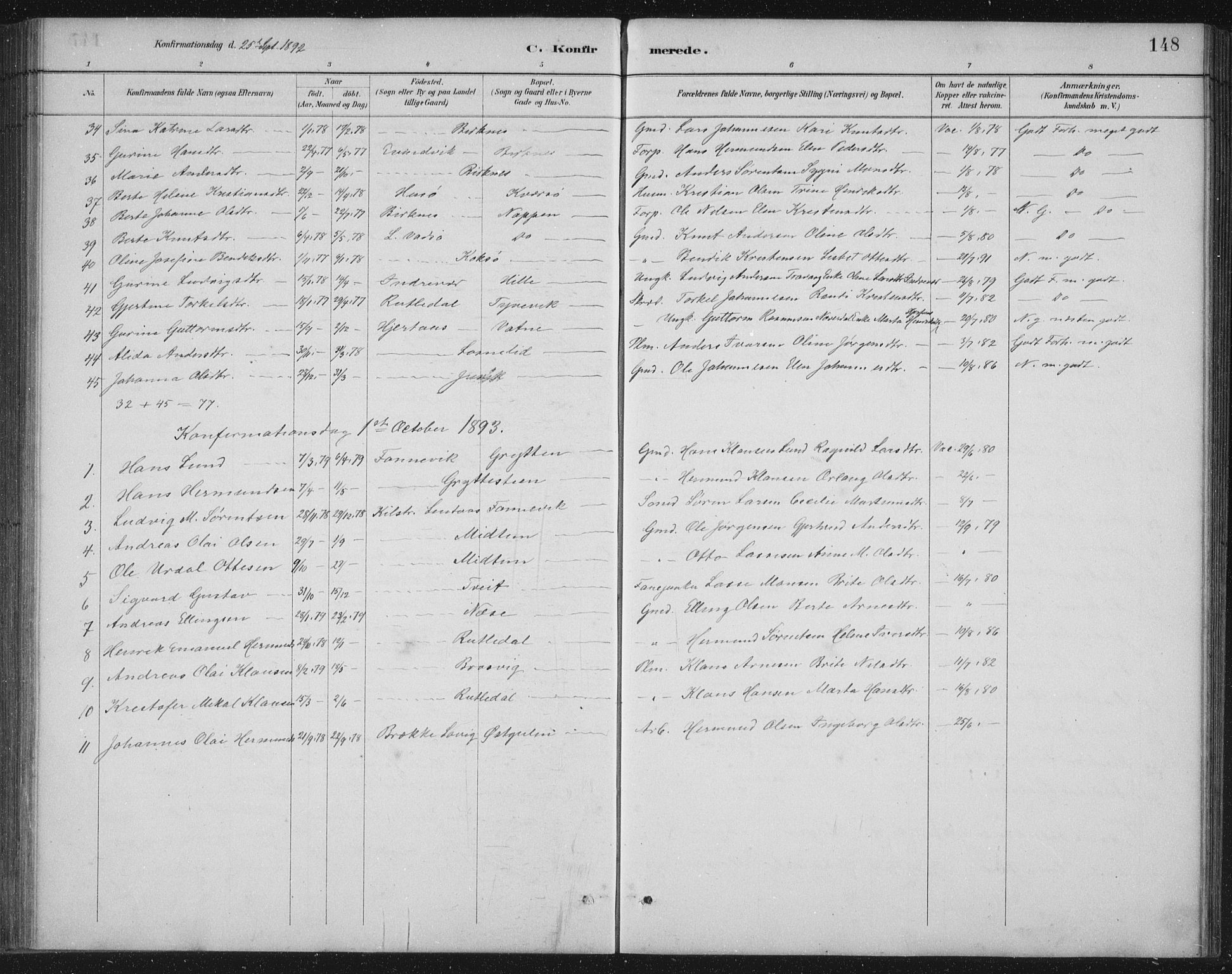 Gulen sokneprestembete, AV/SAB-A-80201/H/Hab/Habb/L0003: Parish register (copy) no. B 3, 1884-1907, p. 148