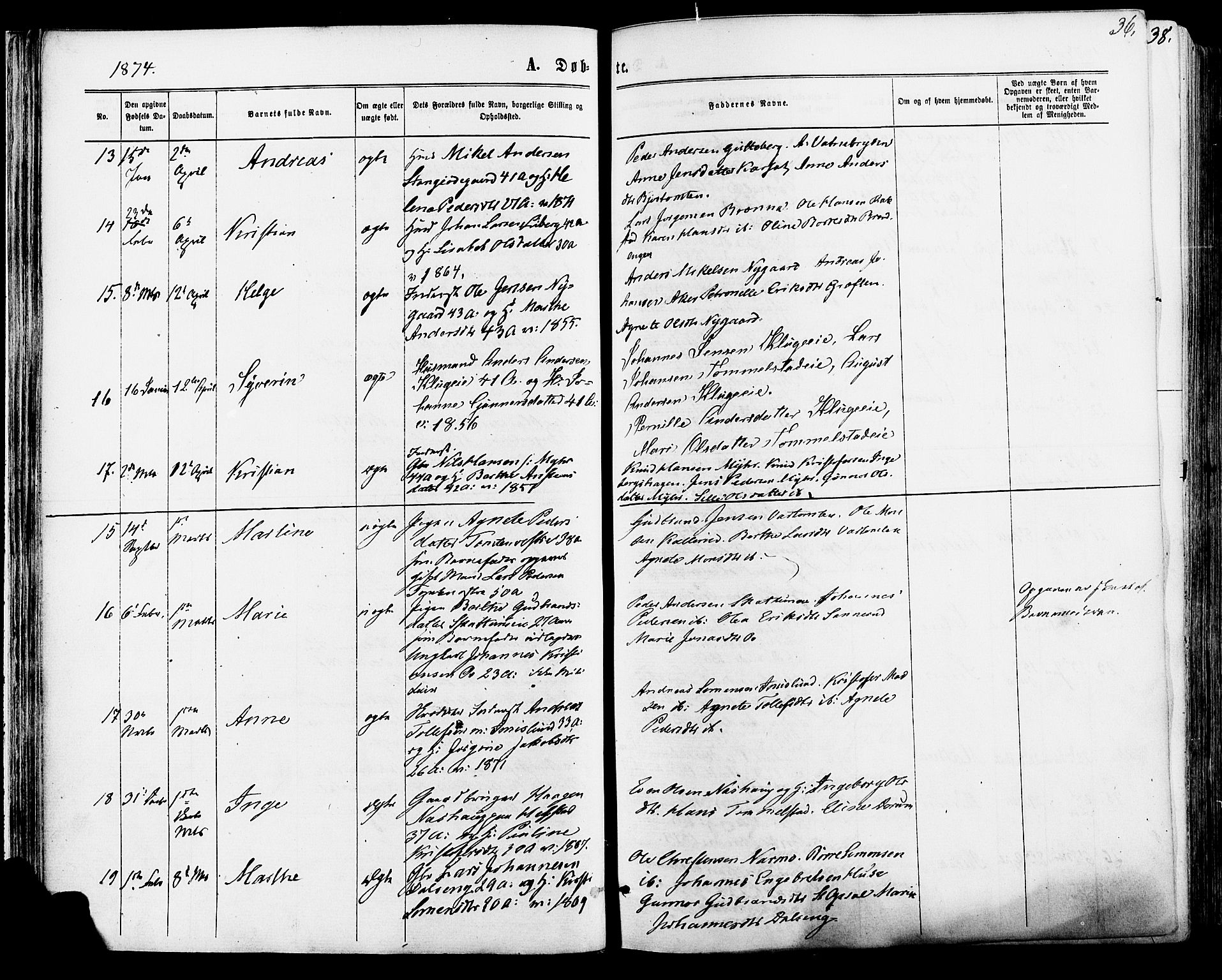 Vang prestekontor, Hedmark, SAH/PREST-008/H/Ha/Haa/L0015: Parish register (official) no. 15, 1871-1885, p. 36