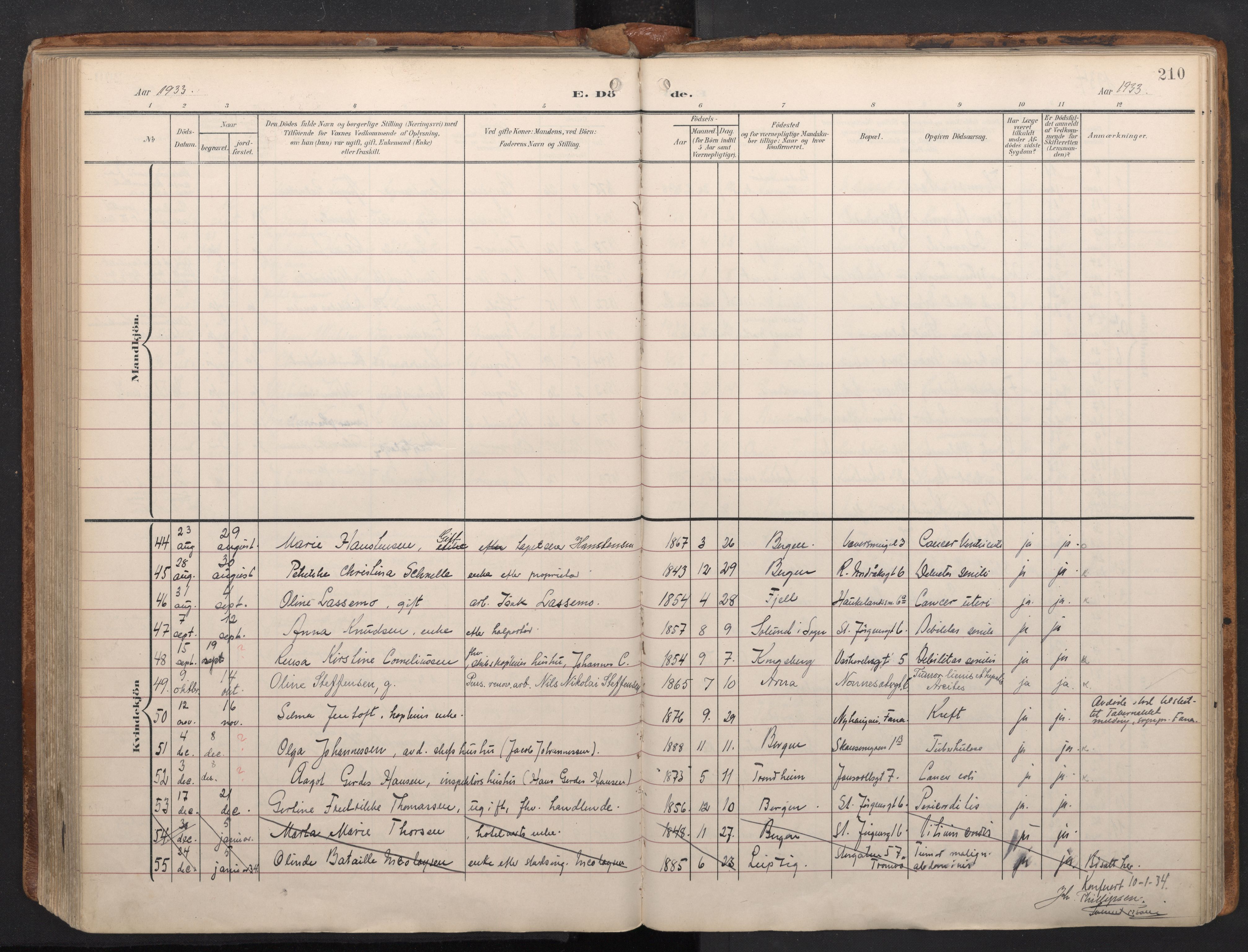 Domkirken sokneprestembete, AV/SAB-A-74801/H/Haa/L0044: Parish register (official) no. E 6, 1904-1946, p. 209b-210a