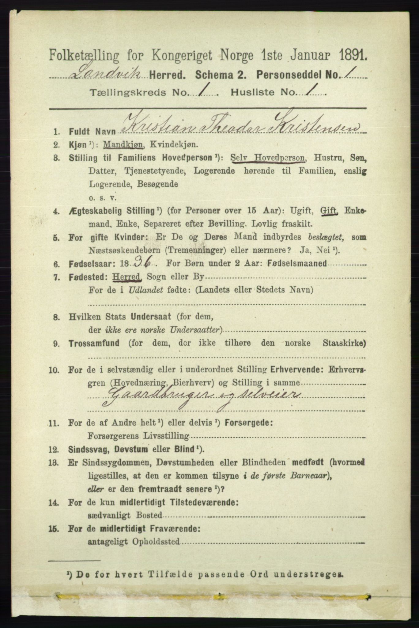 RA, 1891 census for 0924 Landvik, 1891, p. 54