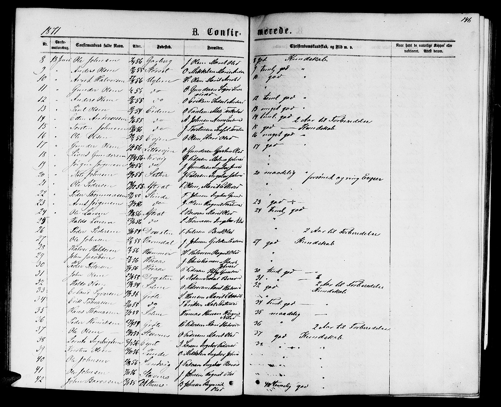Ministerialprotokoller, klokkerbøker og fødselsregistre - Sør-Trøndelag, AV/SAT-A-1456/695/L1156: Parish register (copy) no. 695C07, 1869-1888, p. 146