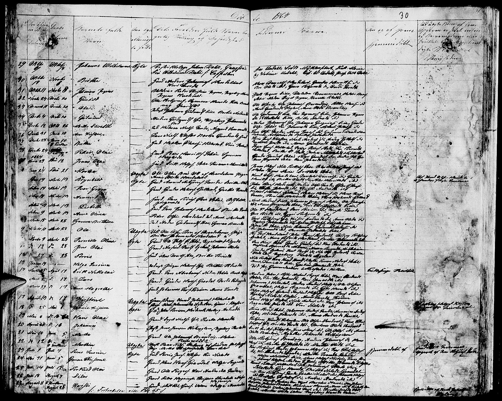 Fjelberg sokneprestembete, SAB/A-75201/H/Hab: Parish register (copy) no. B 2, 1854-1868, p. 30
