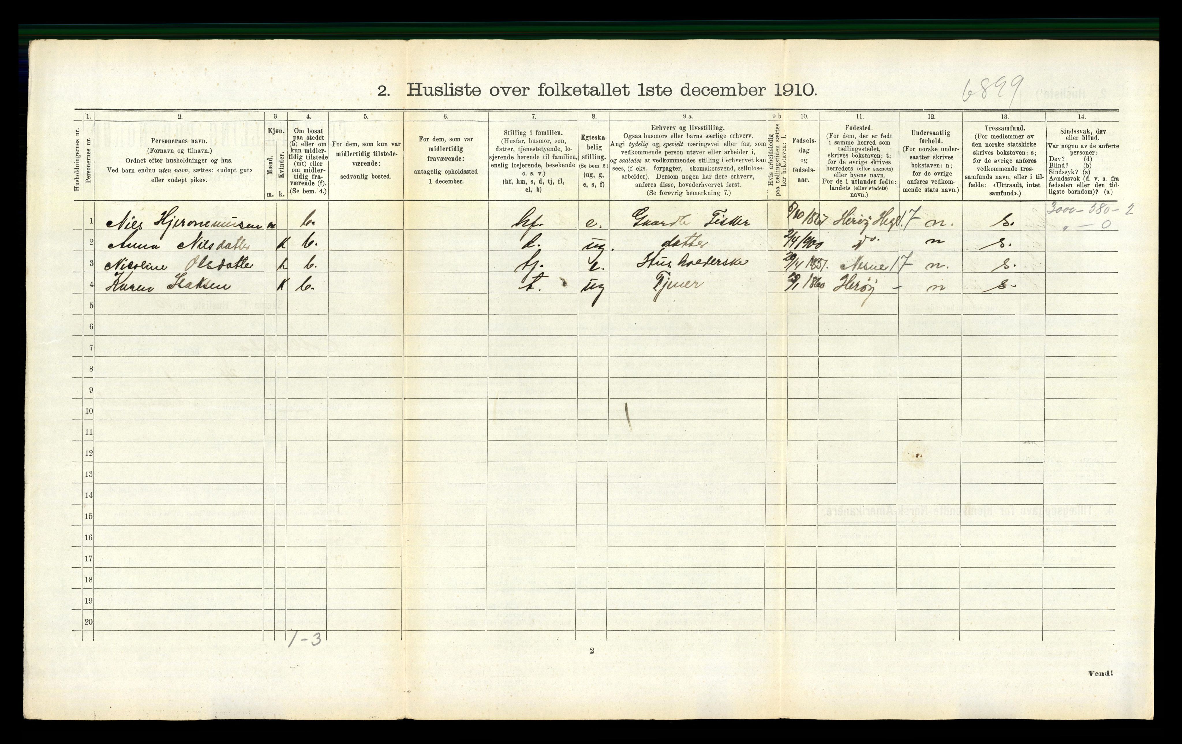 RA, 1910 census for Alstahaug, 1910, p. 411