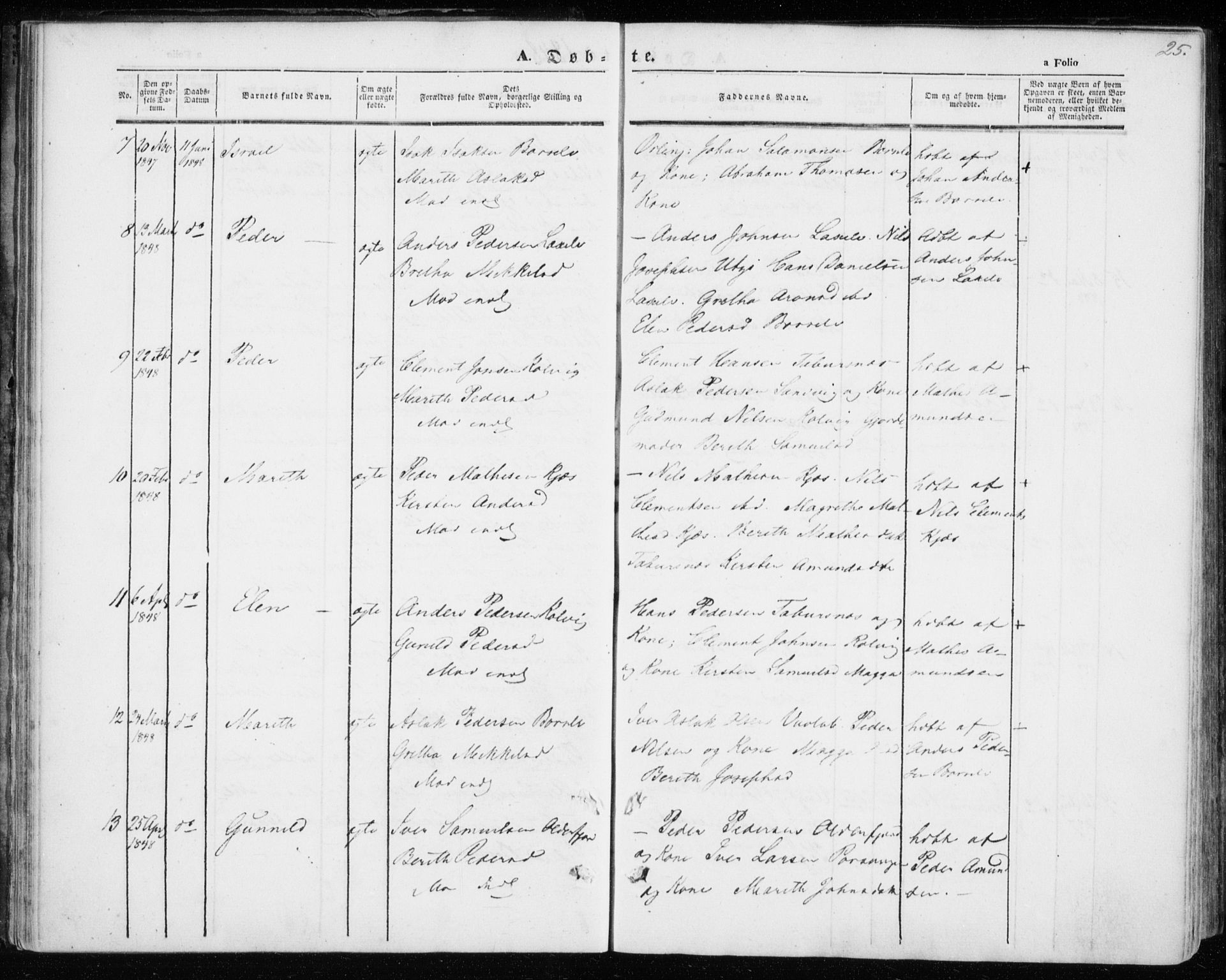 Kistrand/Porsanger sokneprestembete, SATØ/S-1351/H/Ha/L0004.kirke: Parish register (official) no. 4, 1843-1860, p. 25