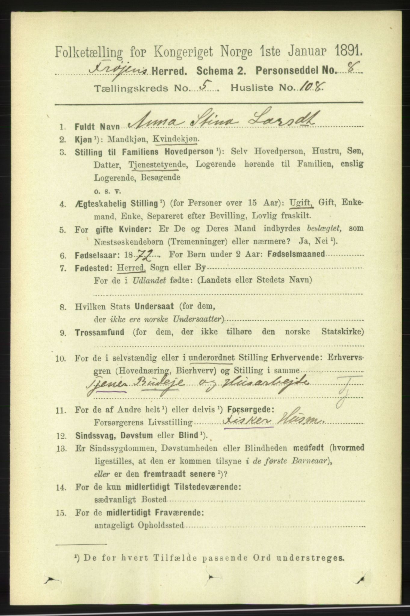 RA, 1891 census for 1619 Frøya, 1891, p. 4010