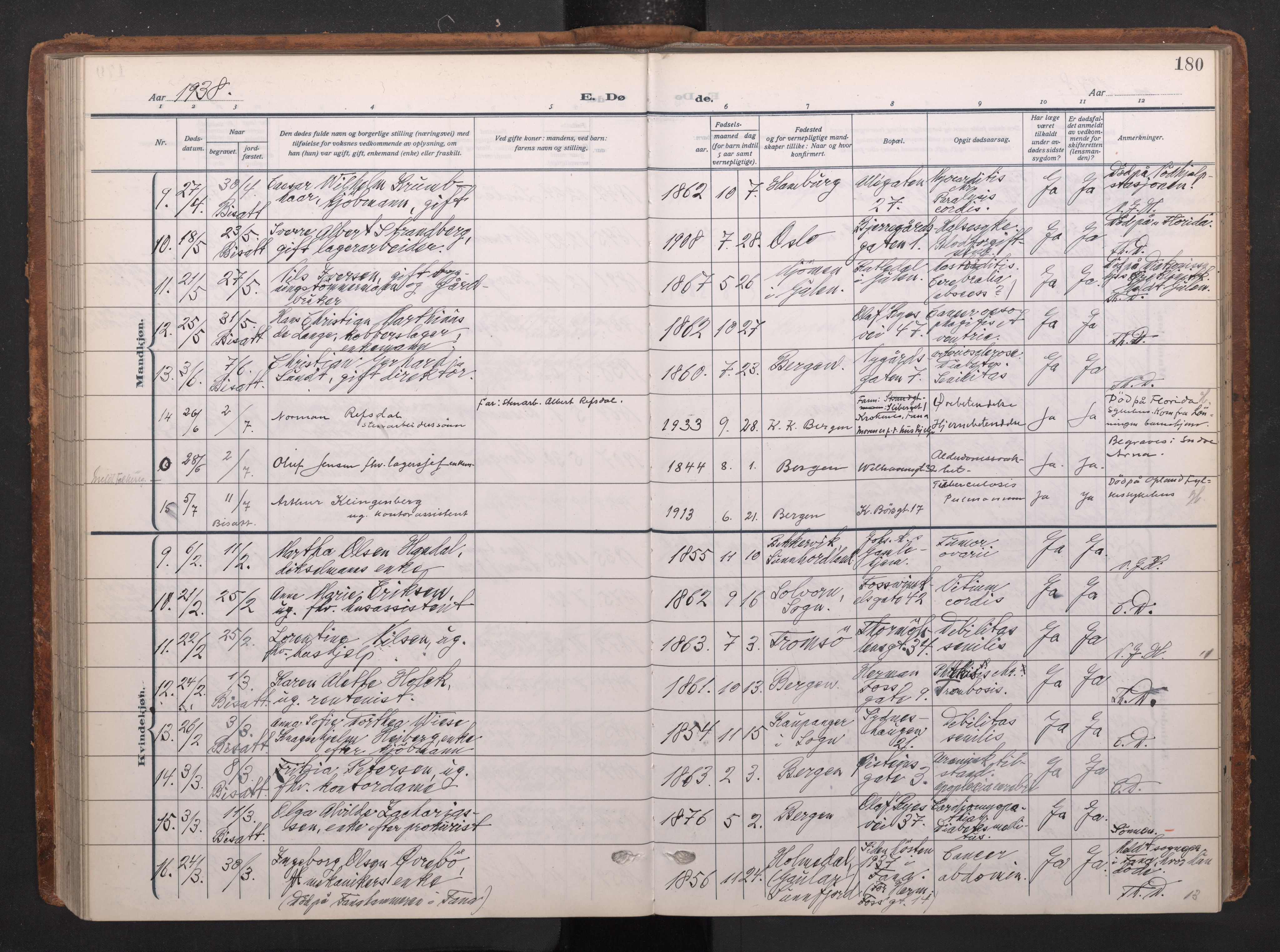 Johanneskirken sokneprestembete, AV/SAB-A-76001/H/Haa/L0020: Parish register (official) no. E 2, 1916-1951, p. 180