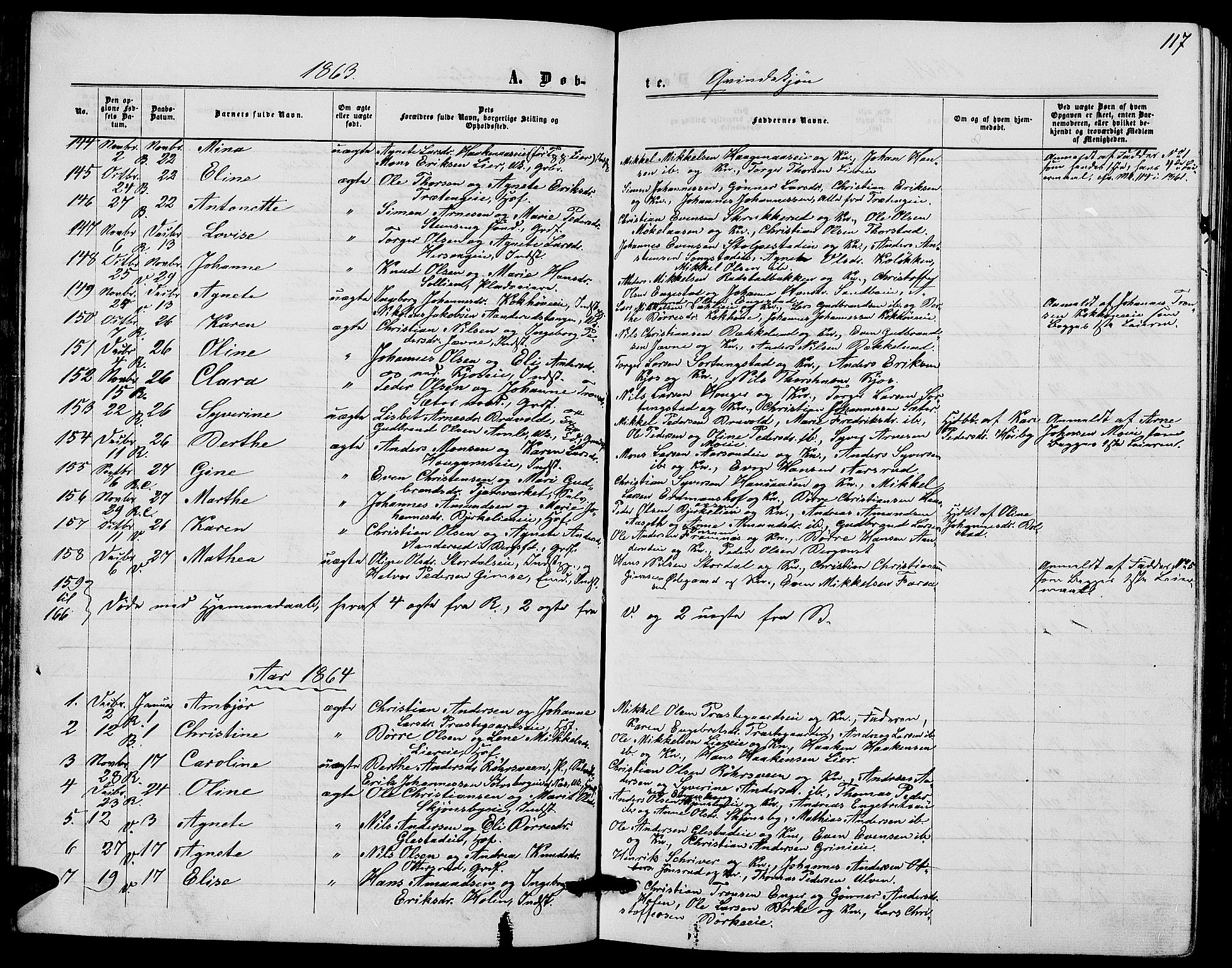 Ringsaker prestekontor, AV/SAH-PREST-014/L/La/L0007: Parish register (copy) no. 7, 1861-1869, p. 117