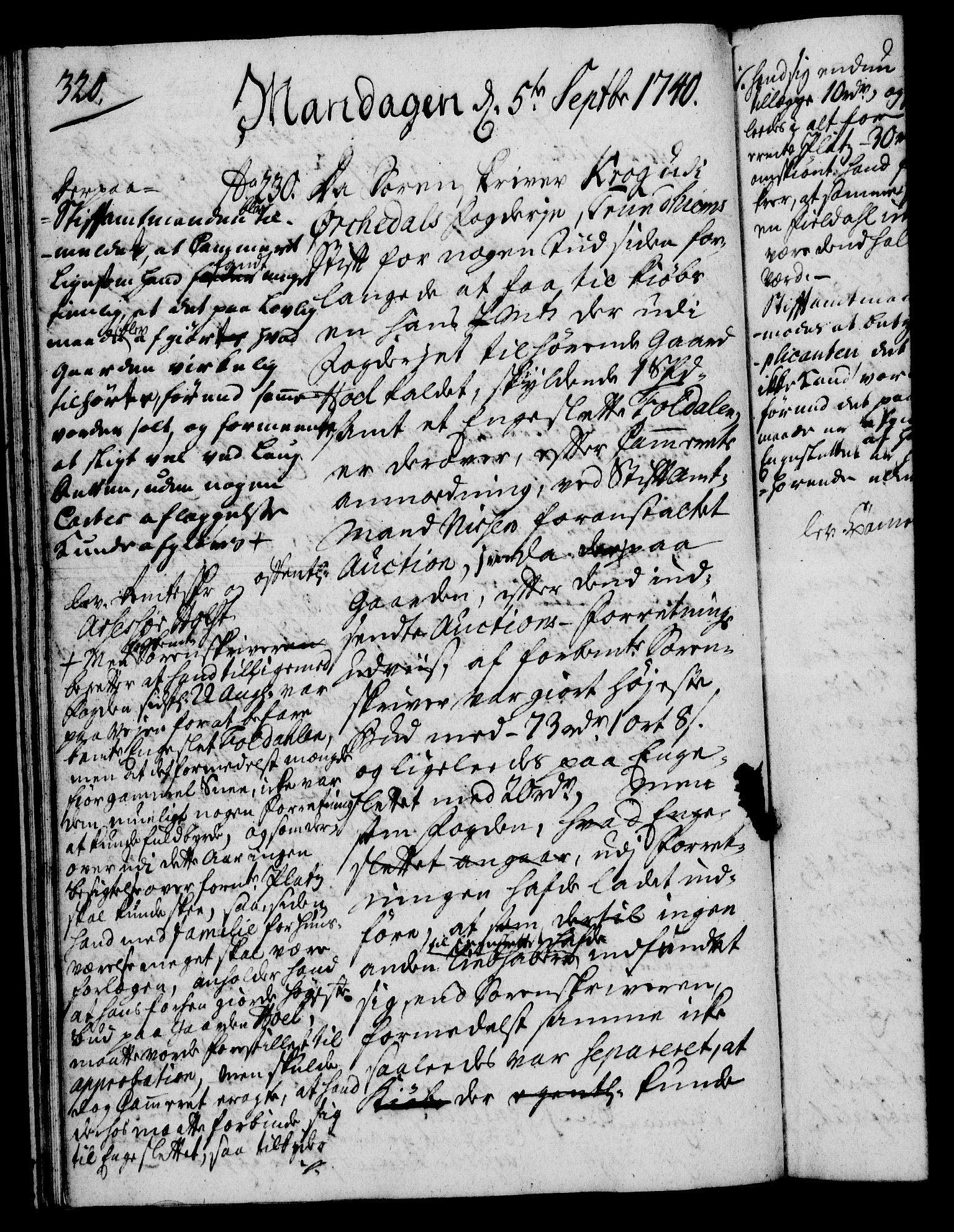 Rentekammeret, Kammerkanselliet, RA/EA-3111/G/Gh/Gha/L0022: Norsk ekstraktmemorialprotokoll (merket RK 53.67), 1739-1741, p. 320