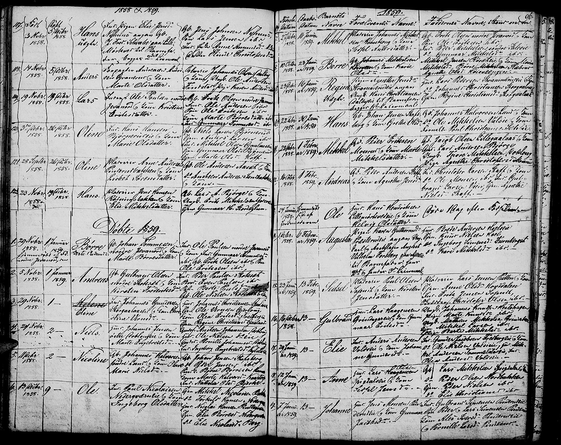 Vang prestekontor, Hedmark, AV/SAH-PREST-008/H/Ha/Hab/L0009: Parish register (copy) no. 9, 1836-1870, p. 96