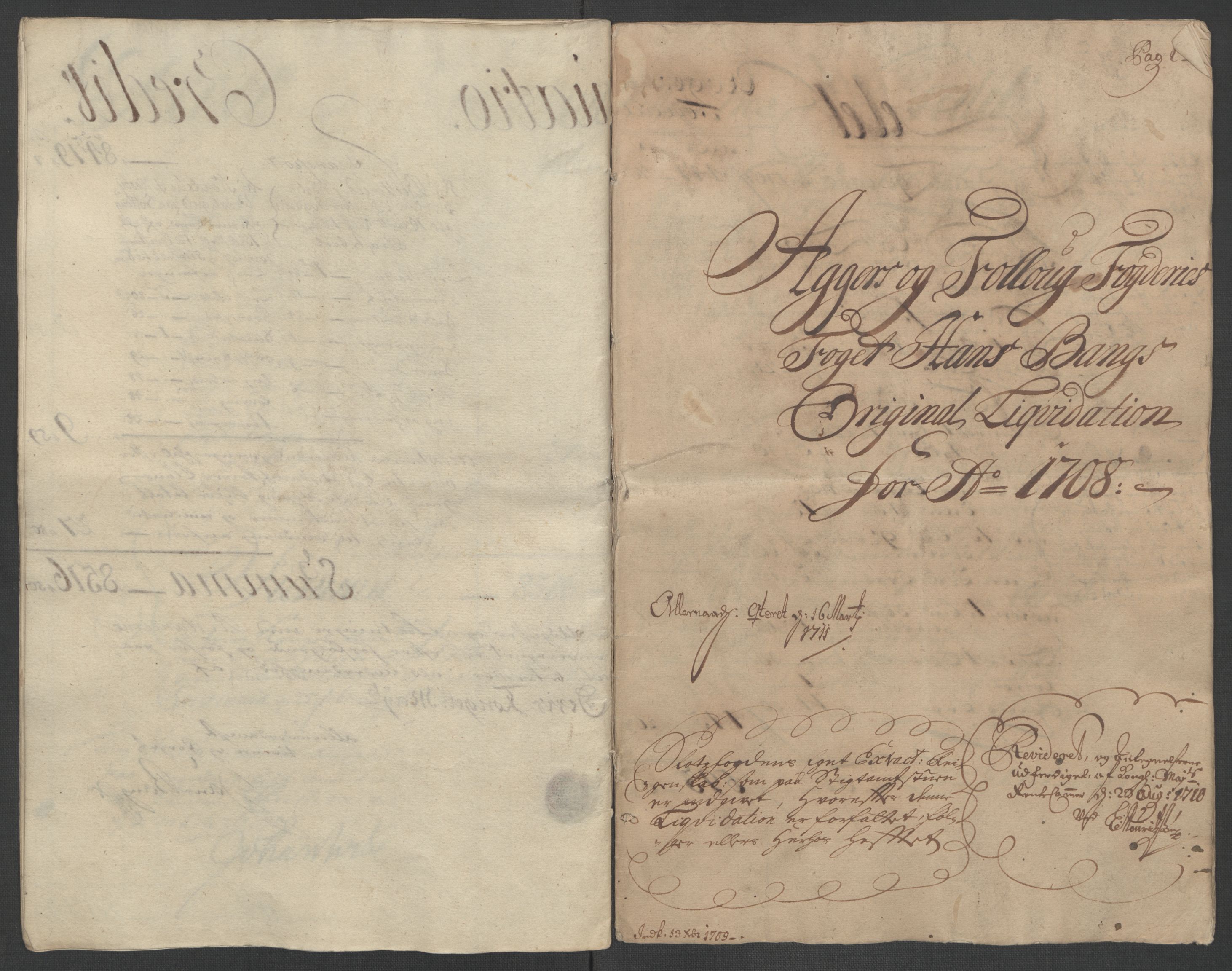 Rentekammeret inntil 1814, Reviderte regnskaper, Fogderegnskap, AV/RA-EA-4092/R10/L0447: Fogderegnskap Aker og Follo, 1707-1709, p. 221