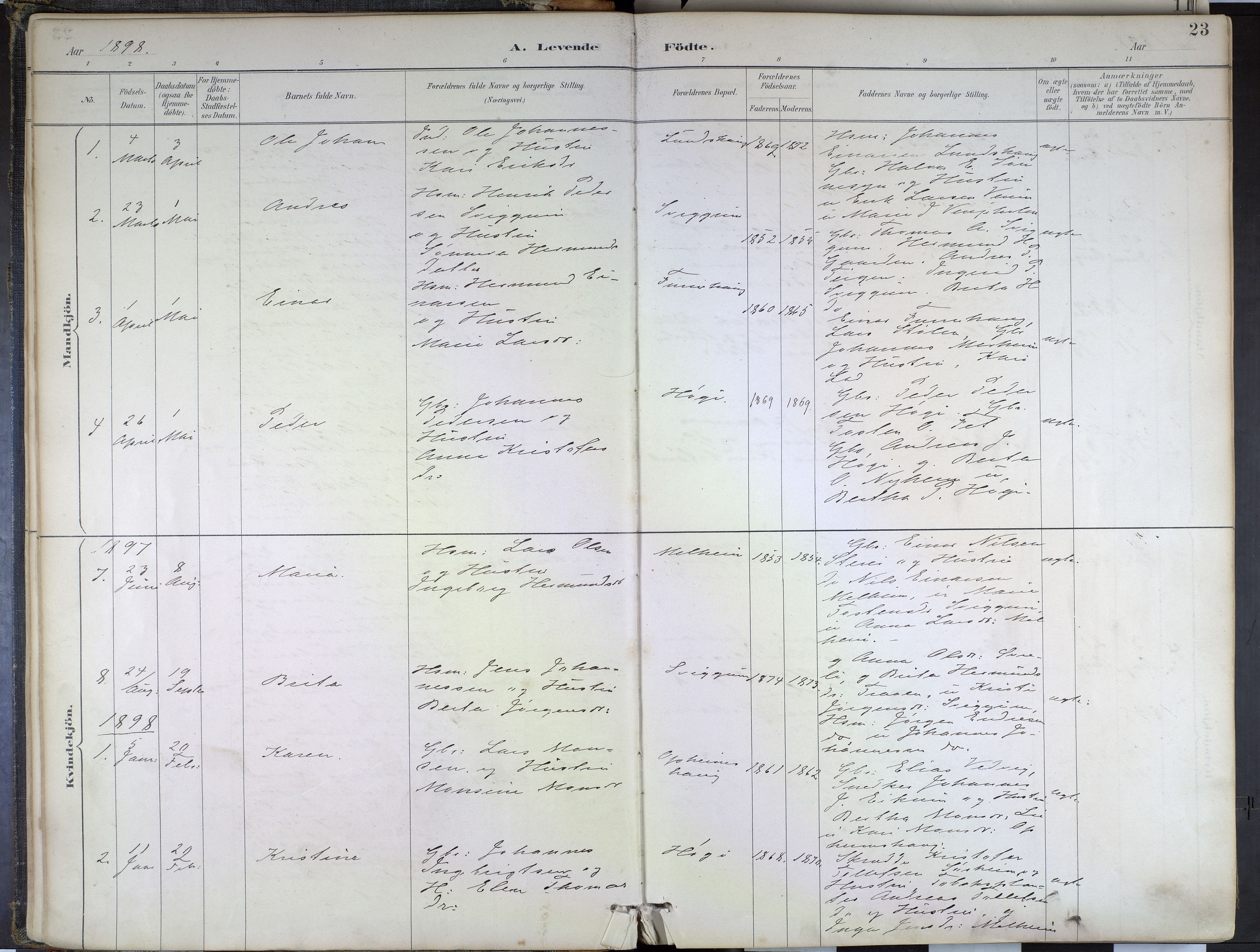 Hafslo sokneprestembete, SAB/A-80301/H/Haa/Haad/L0001: Parish register (official) no. D 1, 1886-1934, p. 23