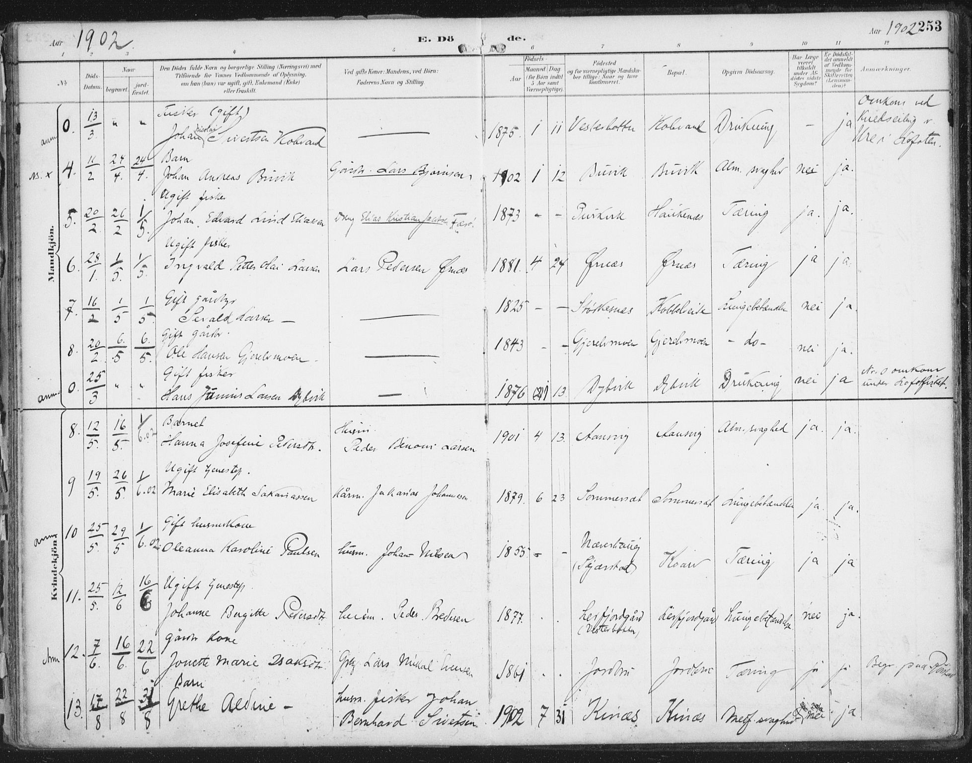 Ministerialprotokoller, klokkerbøker og fødselsregistre - Nordland, AV/SAT-A-1459/854/L0779: Parish register (official) no. 854A02, 1892-1909, p. 253