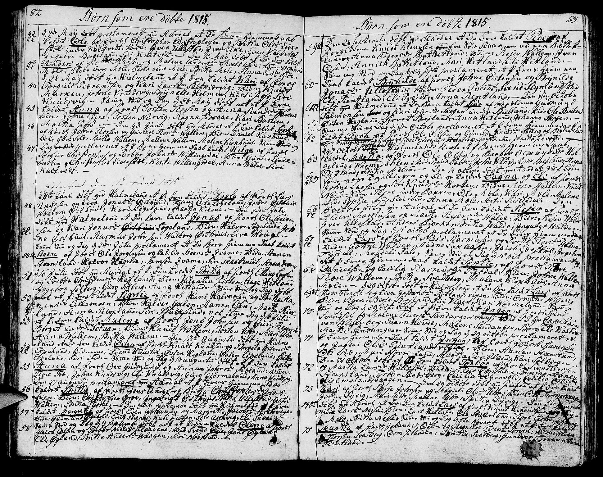 Hjelmeland sokneprestkontor, AV/SAST-A-101843/01/IV/L0002: Parish register (official) no. A 2, 1799-1816, p. 82-83