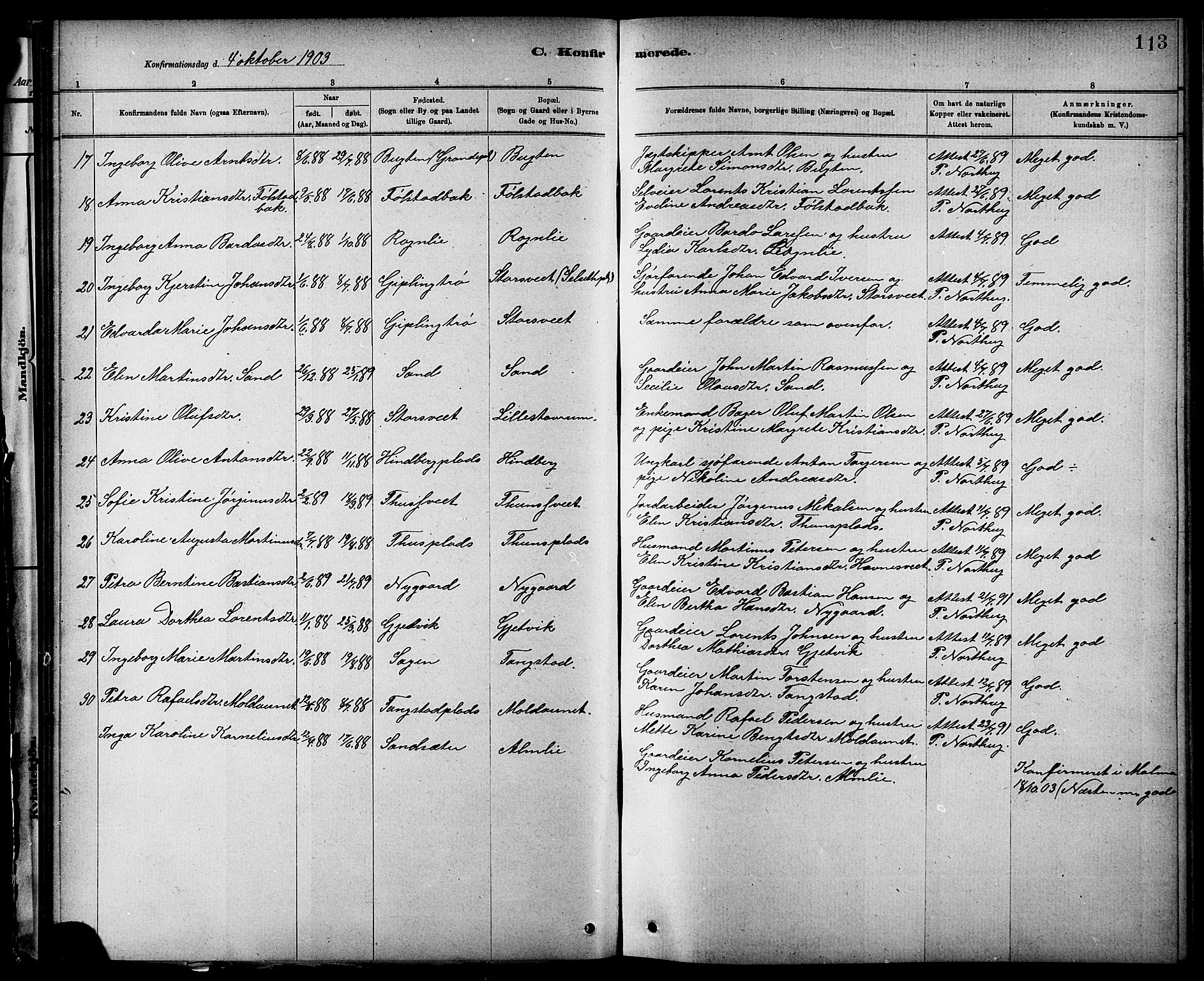 Ministerialprotokoller, klokkerbøker og fødselsregistre - Nord-Trøndelag, SAT/A-1458/744/L0423: Parish register (copy) no. 744C02, 1886-1905, p. 113