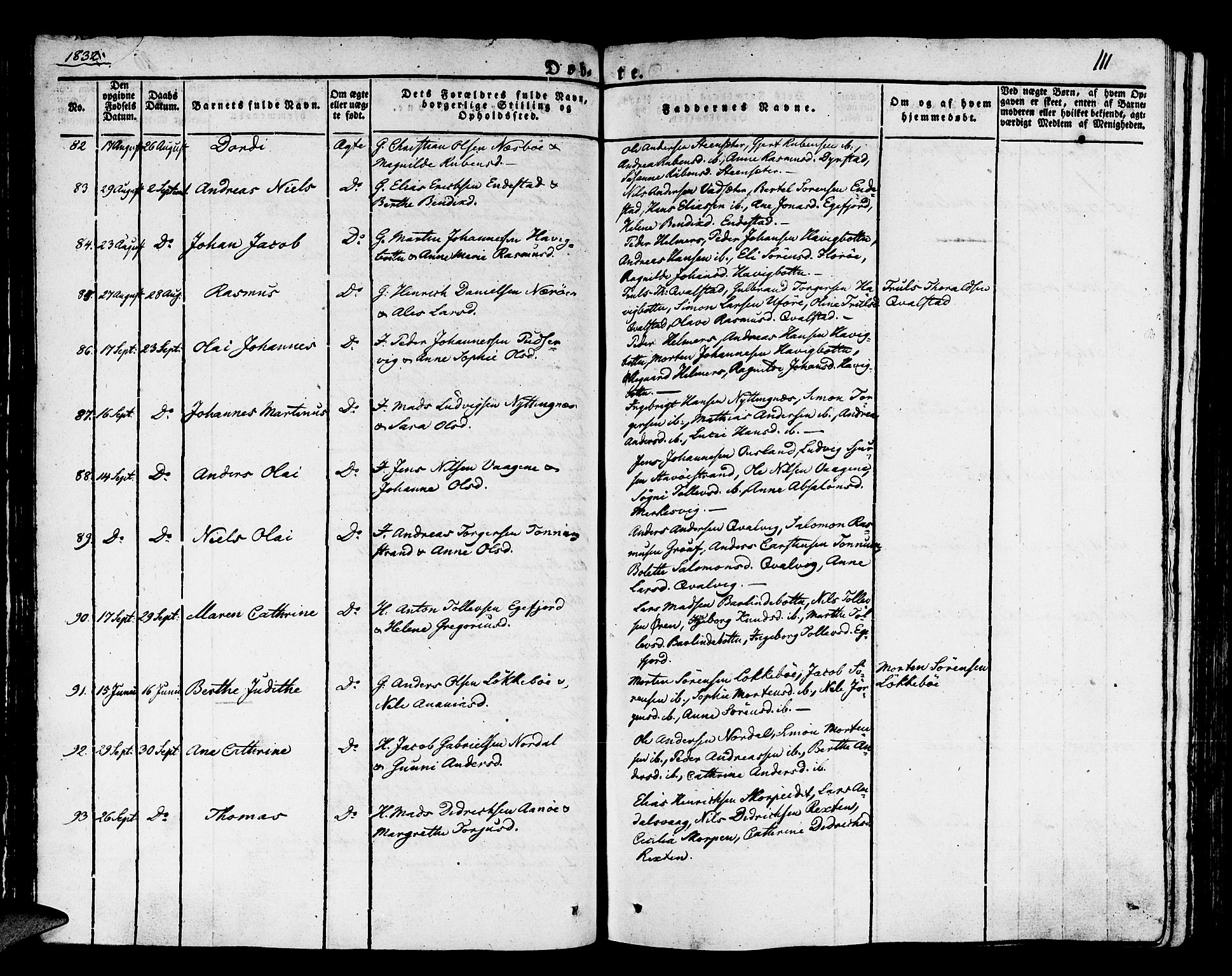 Kinn sokneprestembete, SAB/A-80801/H/Haa/Haaa/L0004/0001: Parish register (official) no. A 4I, 1822-1840, p. 111