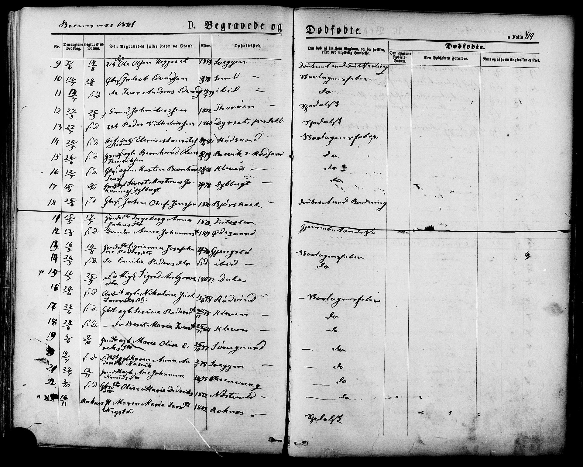 Ministerialprotokoller, klokkerbøker og fødselsregistre - Møre og Romsdal, AV/SAT-A-1454/568/L0806: Parish register (official) no. 568A12 /3, 1878-1884, p. 419