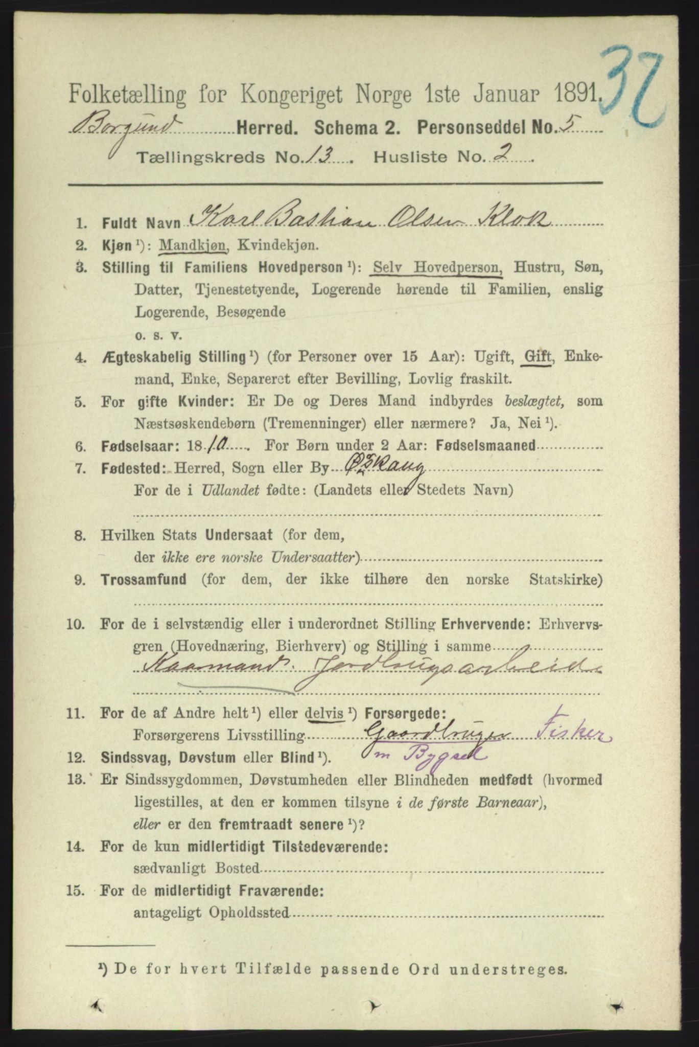 RA, 1891 census for 1531 Borgund, 1891, p. 3557