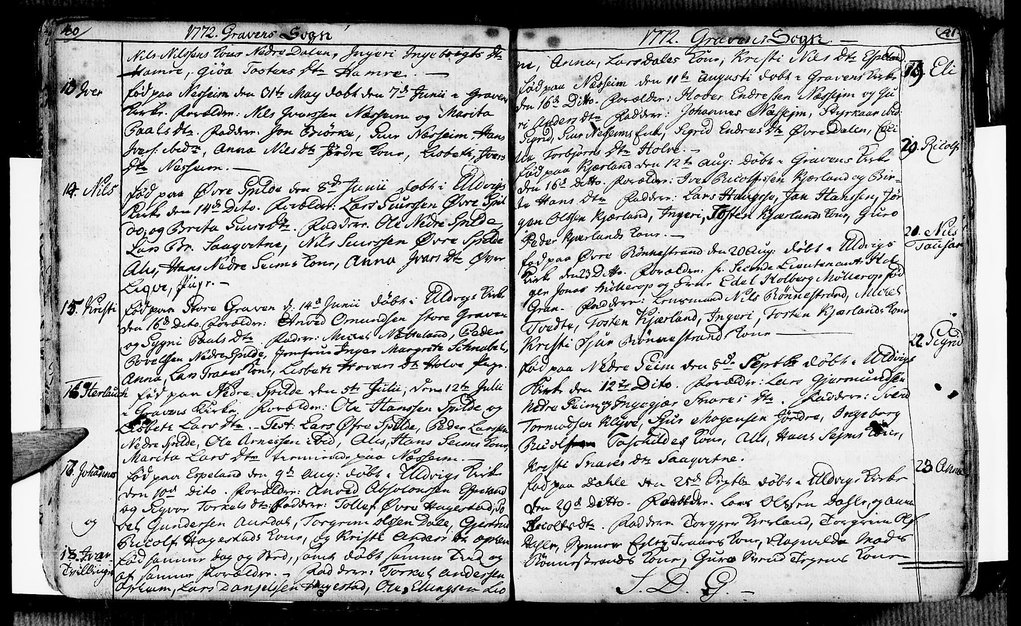 Ulvik sokneprestembete, SAB/A-78801/H/Haa: Parish register (official) no. A 7, 1761-1792, p. 40-41