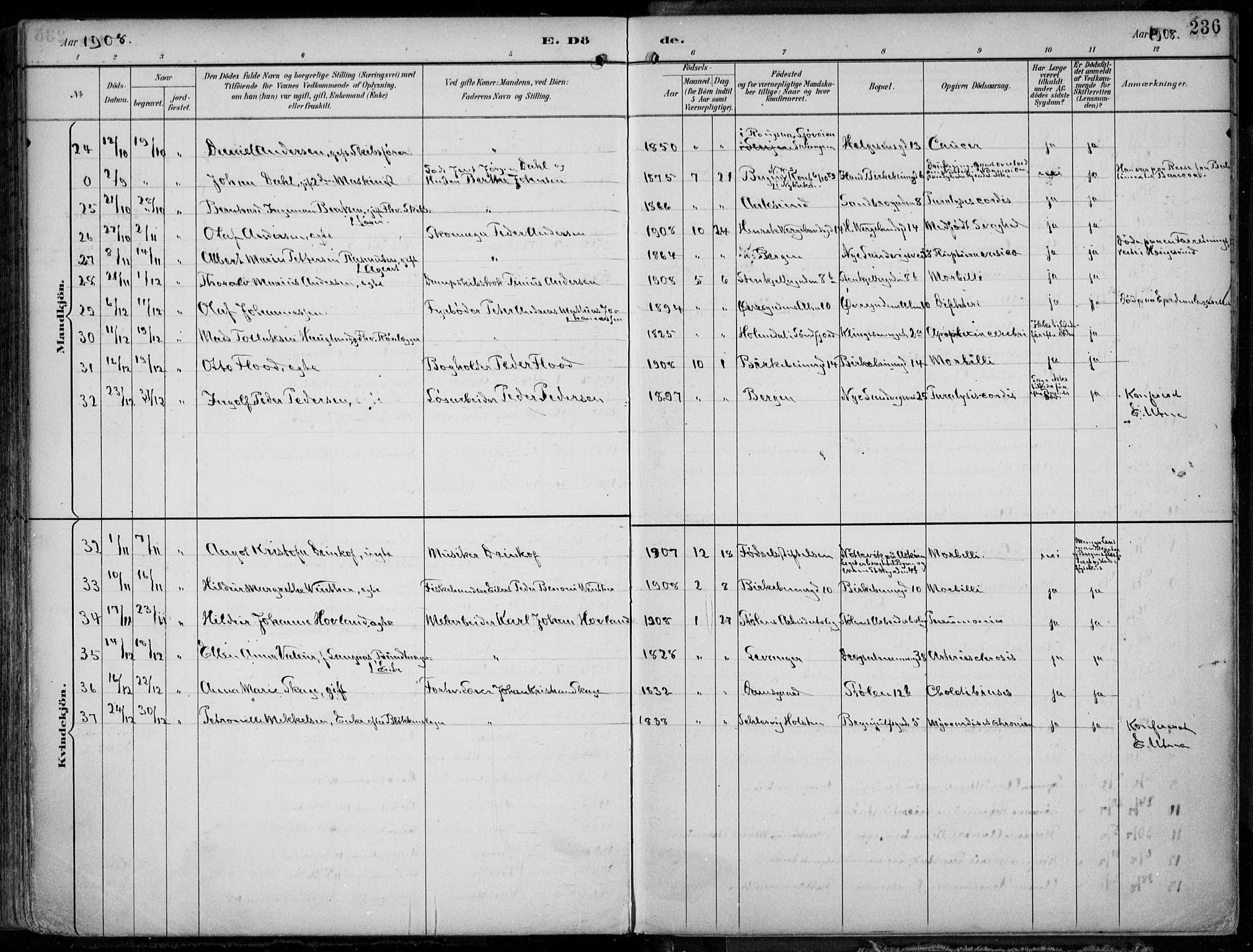 Mariakirken Sokneprestembete, AV/SAB-A-76901/H/Hab/L0005: Parish register (copy) no. A 5, 1893-1913, p. 236