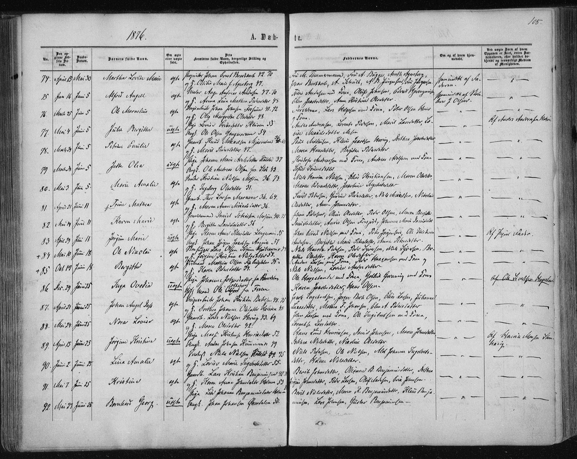 Ministerialprotokoller, klokkerbøker og fødselsregistre - Nordland, SAT/A-1459/820/L0294: Parish register (official) no. 820A15, 1866-1879, p. 105
