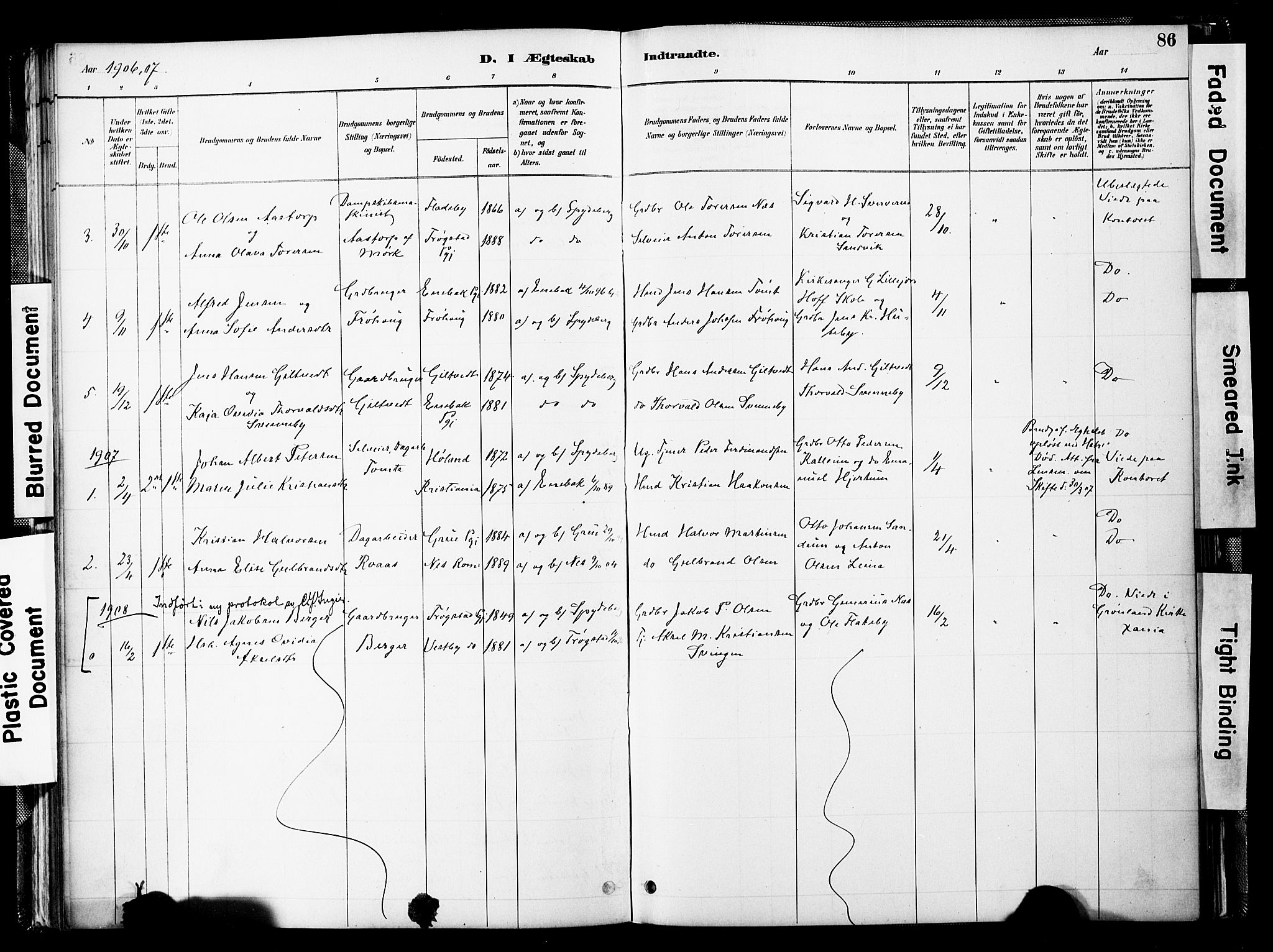 Spydeberg prestekontor Kirkebøker, SAO/A-10924/F/Fb/L0001: Parish register (official) no. II 1, 1886-1907, p. 86