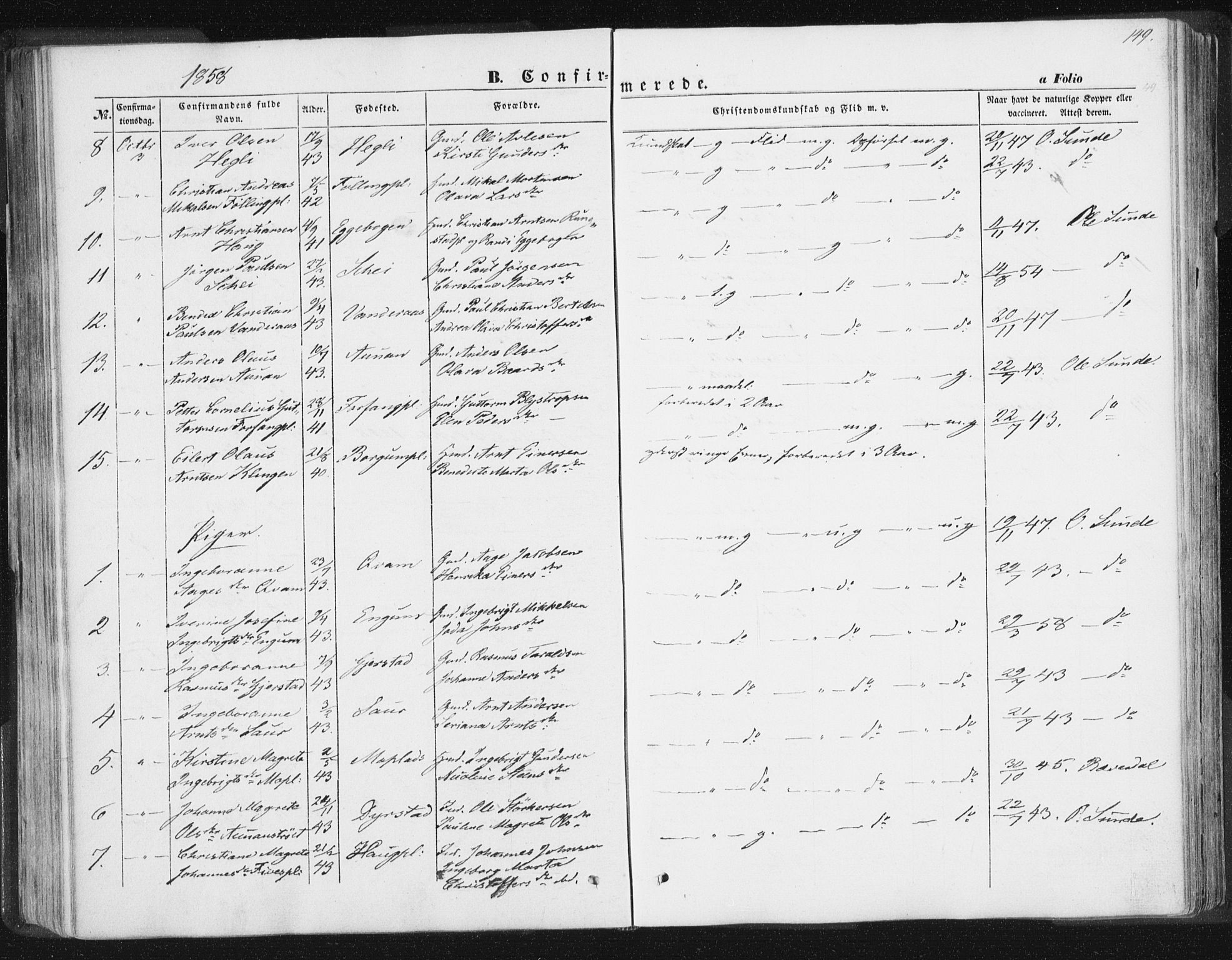 Ministerialprotokoller, klokkerbøker og fødselsregistre - Nord-Trøndelag, AV/SAT-A-1458/746/L0446: Parish register (official) no. 746A05, 1846-1859, p. 149