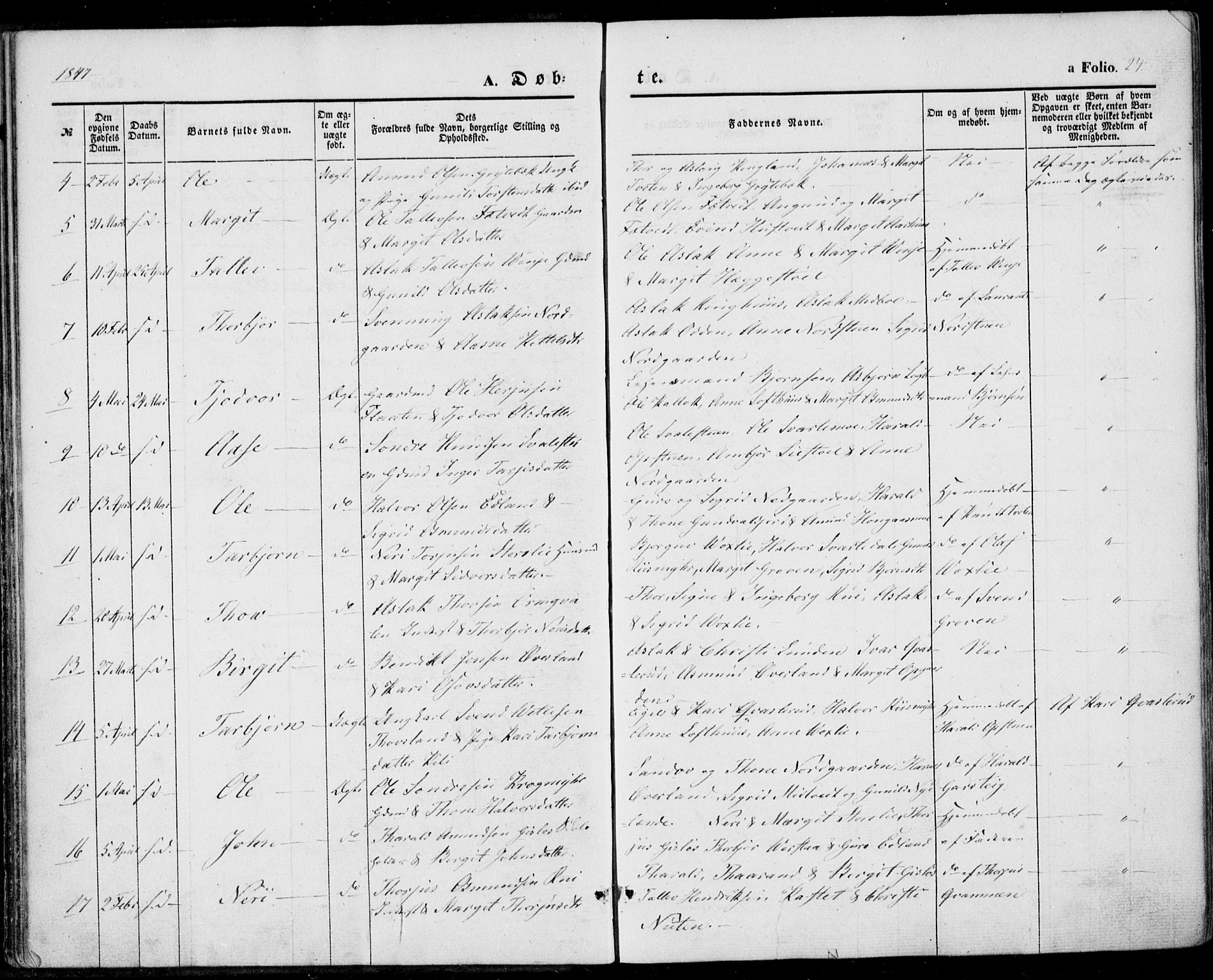 Vinje kirkebøker, AV/SAKO-A-312/F/Fa/L0004: Parish register (official) no. I 4, 1843-1869, p. 24